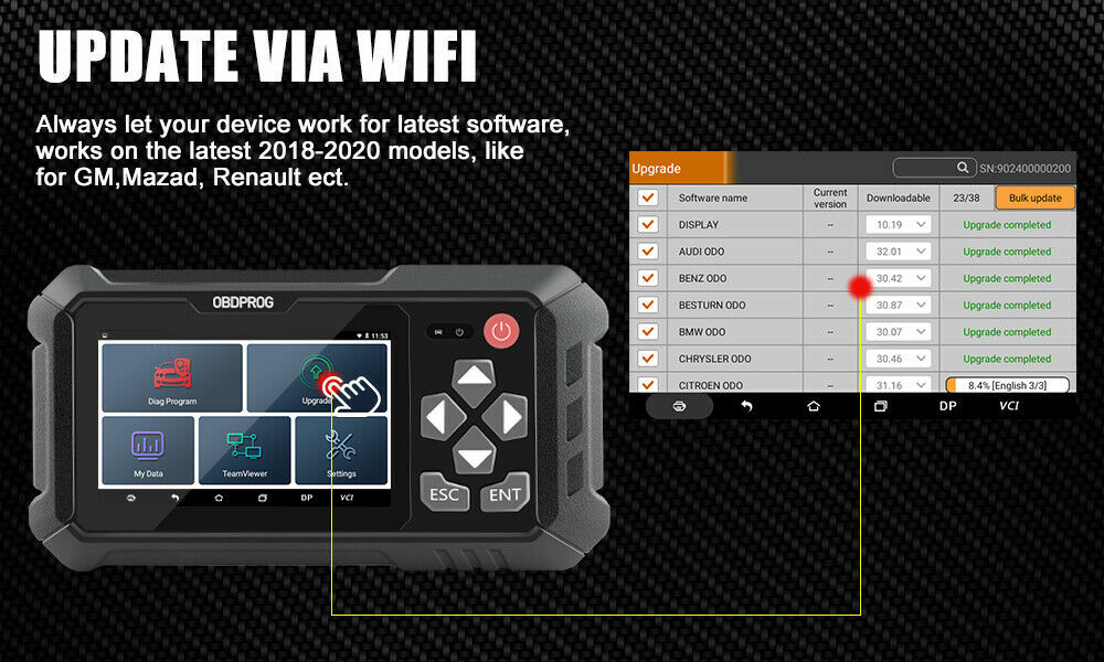 OBDPROG M500 OBD2 Code Reader Odometer Correction Adjustment Diagnostic Mileage