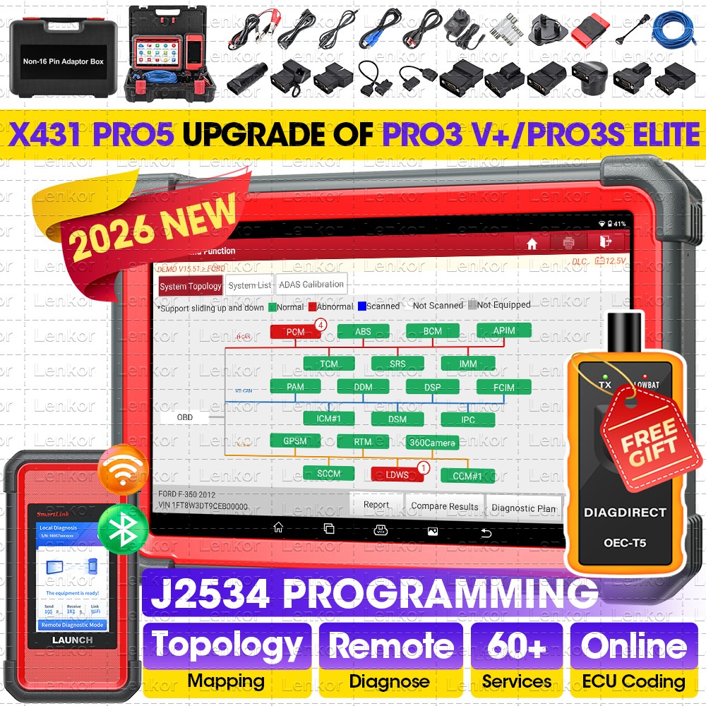 LAUNCH X431 PRO 5 PAD V + Car Bidirectional Diagnostic Scanner J2534 Programming