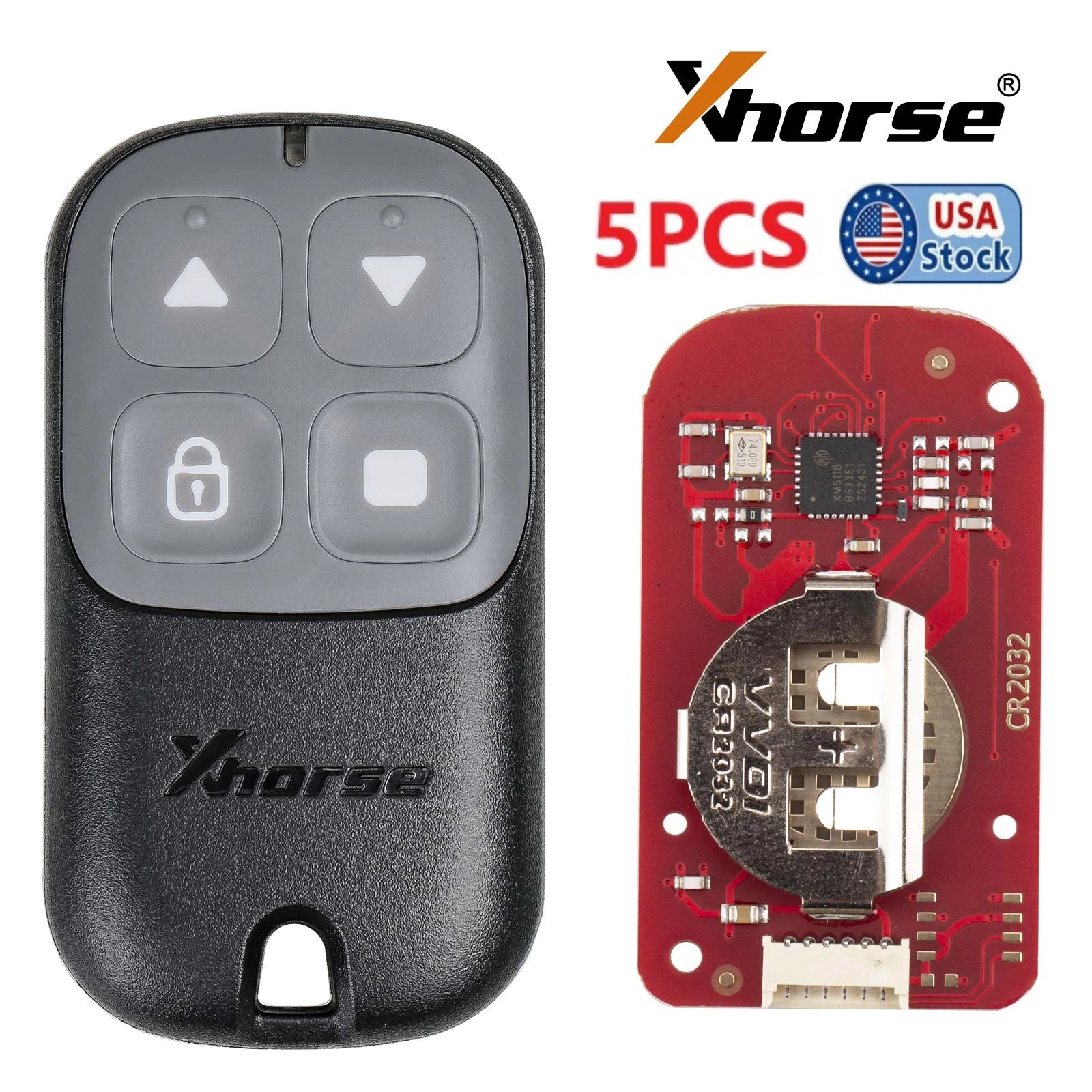 5PCS Xhorse XKXH23EN Second Generation Wire Remote Key Garage Door 4 Buttons US