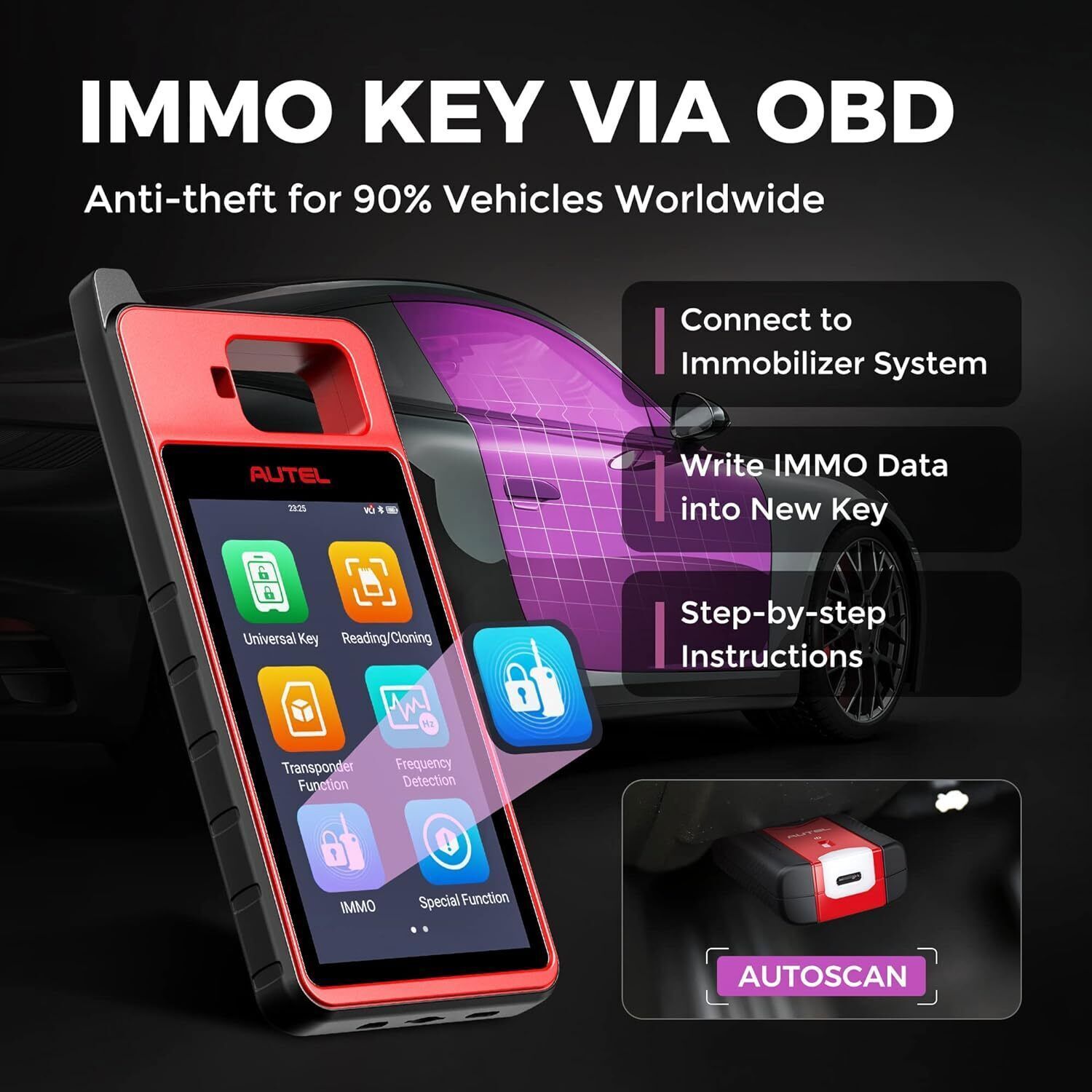 Autel KM100 Universal Key Generator Tool IMMO Learning Chip Cloning Auto VIN NEW