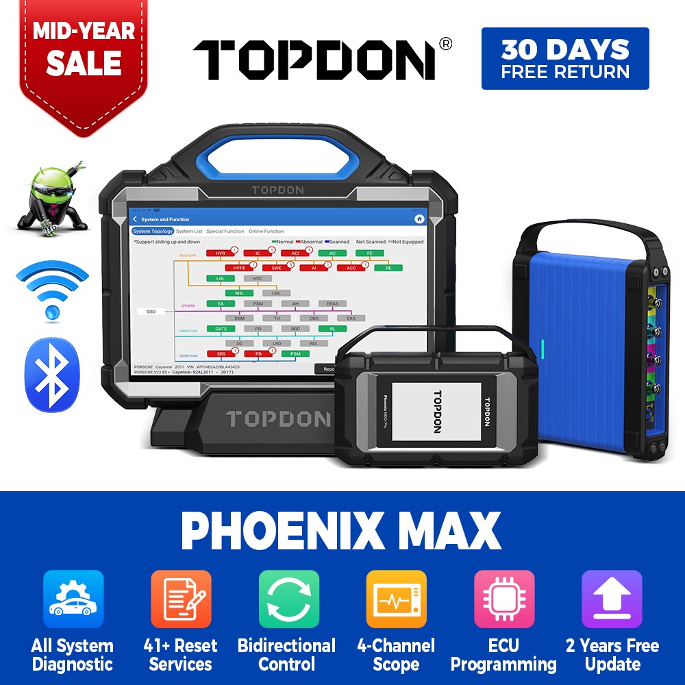 TOPDON Phoenix Max Scope Bundle J2534 ECU Programming Diagnostic Scan Tool