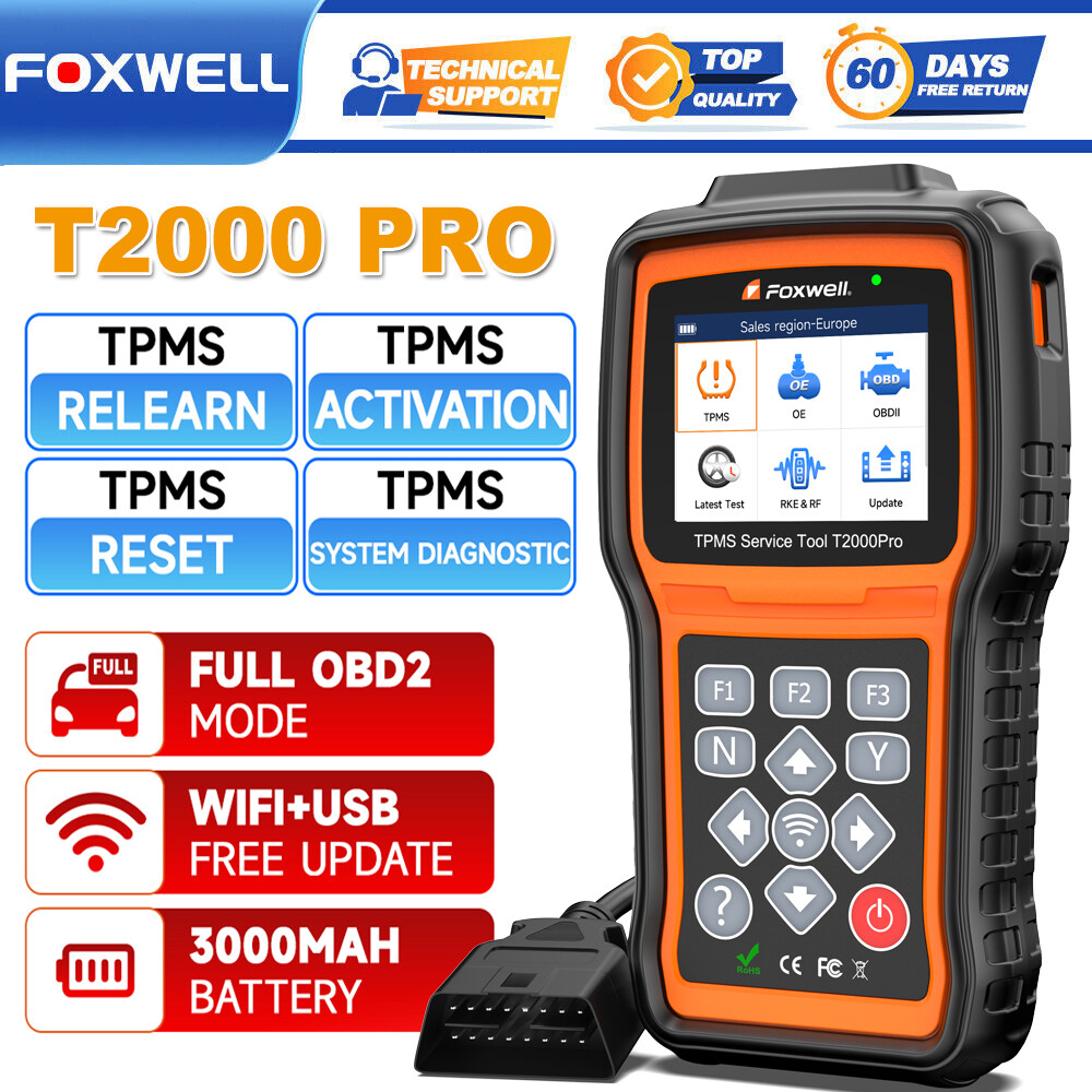 Foxwell T2000 Pro TPMS Tool Sensor Relearn/Reset for VW Ford GM OBD2 Scanner