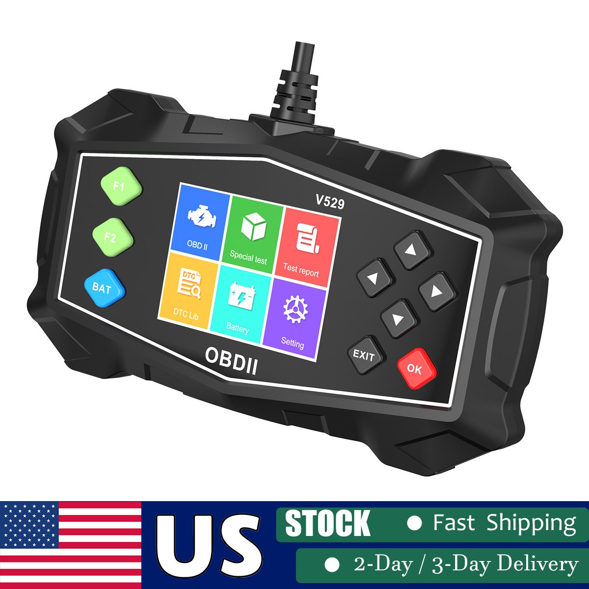 V529 OBD2 Scanner Car Diagnostic Scan Tool ABS Code Reader Battery VOLT Mode 6
