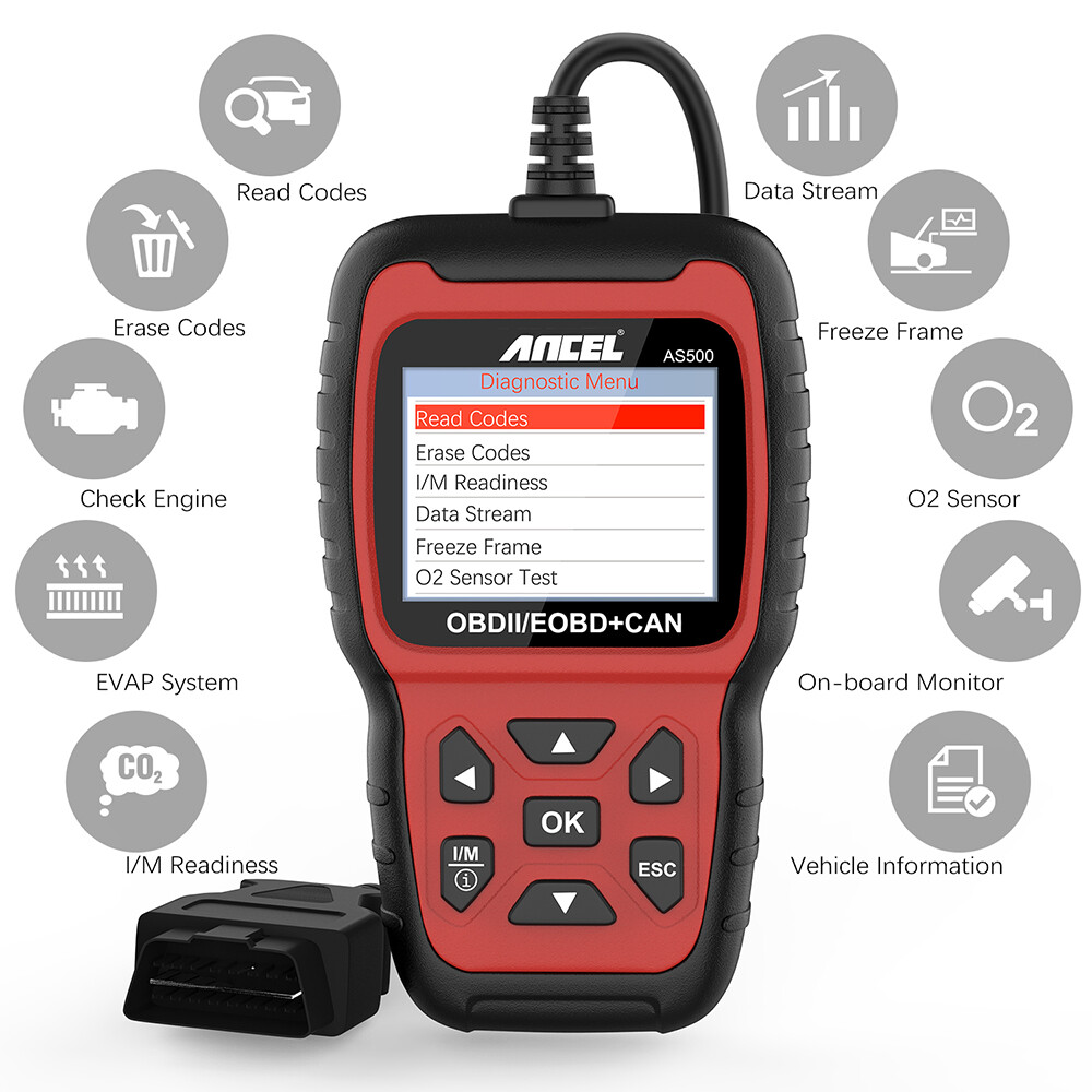 Ancel AS500 Car Code Reader OBD2 Scanner Check Engine Battery Monitoring Tool