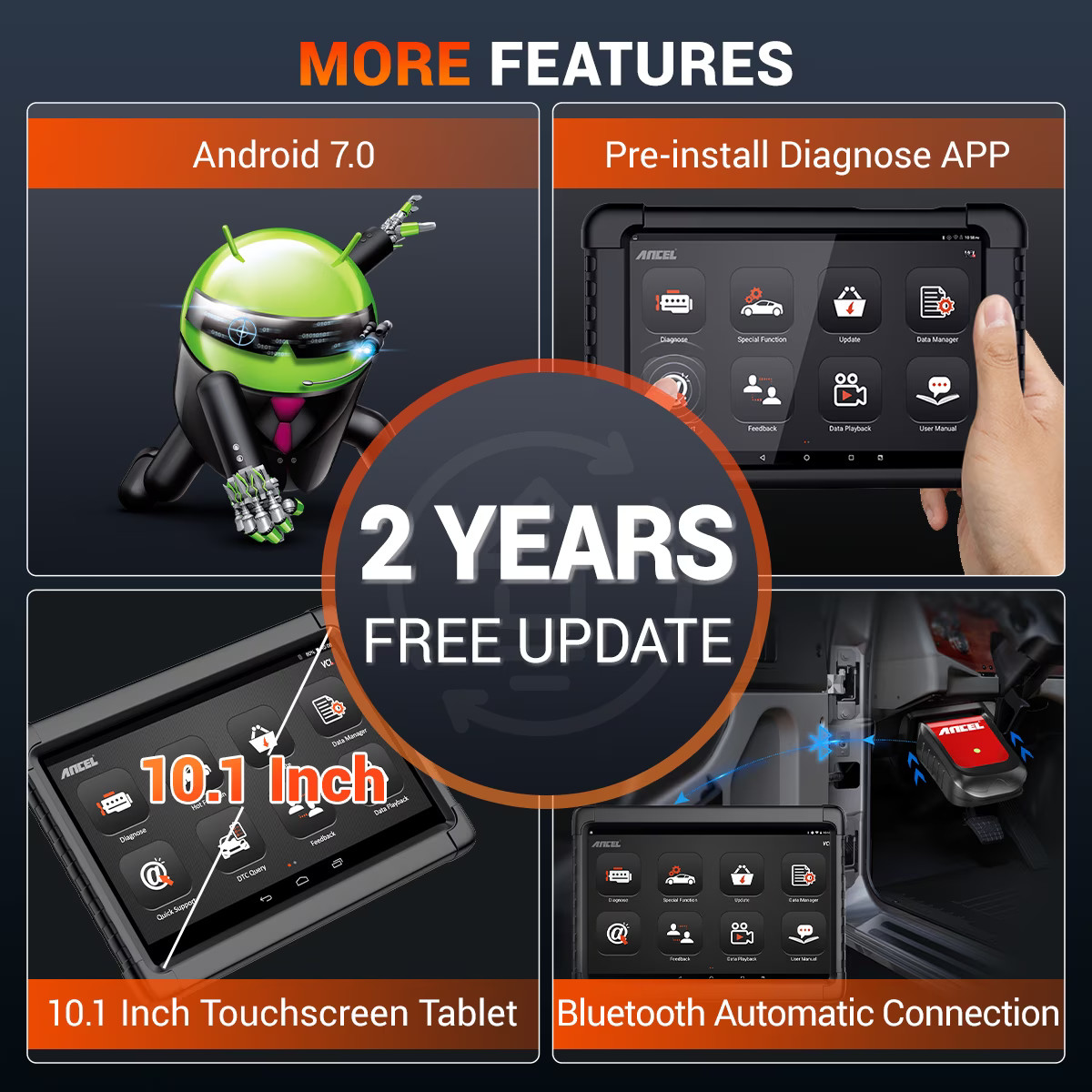 ANCEL X6 Car Diagnostic Tool Bidirectional All System OBDII Scanner Code Reader