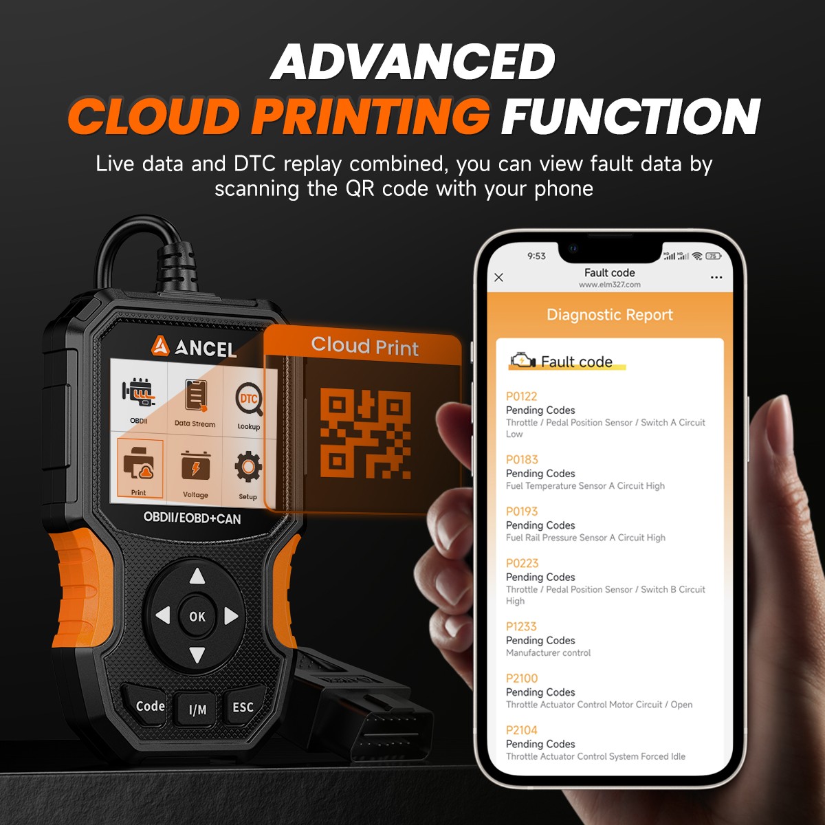 ANCEL AS300 OBD2 Scanner Universal Car Code Reader Engine Fault Diagnostic Tool