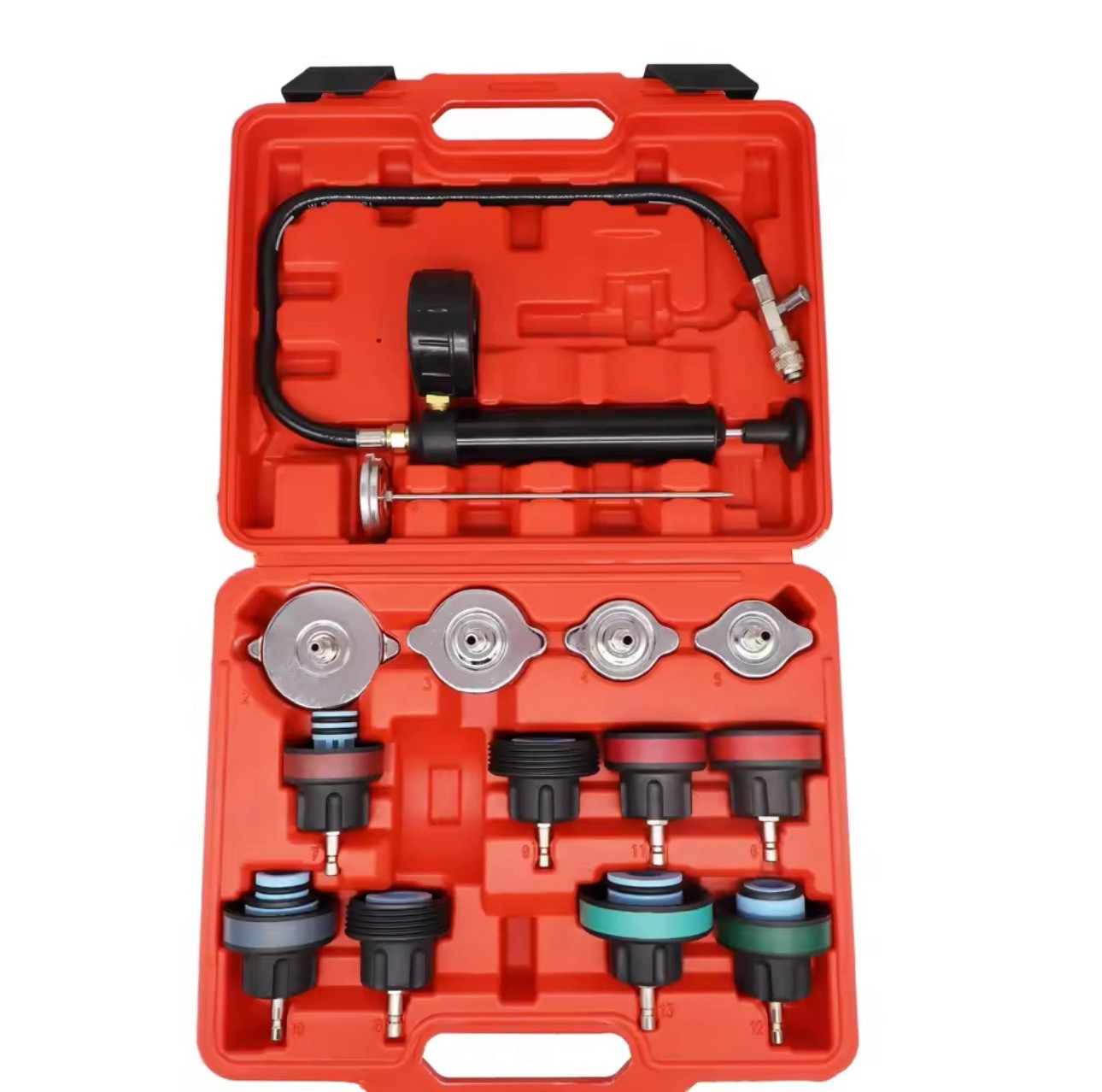 Radiator Pressure Tester Kit Cooling System Leak Detector 14PCS Universal