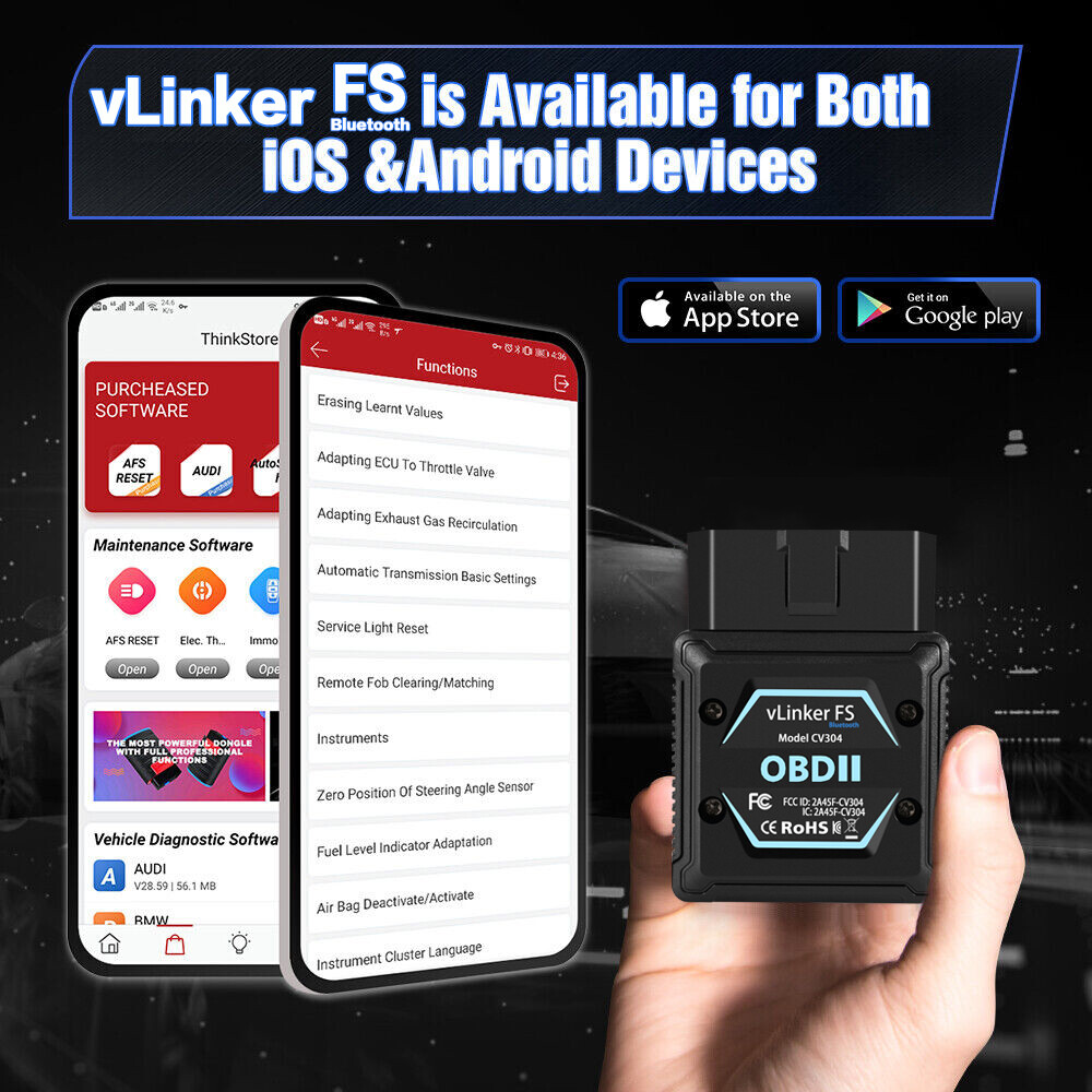 Vgate vLinker FS Bluetooth Ford FORScan HS/MS-CAN OBD2 Car Diagnostic Scanner