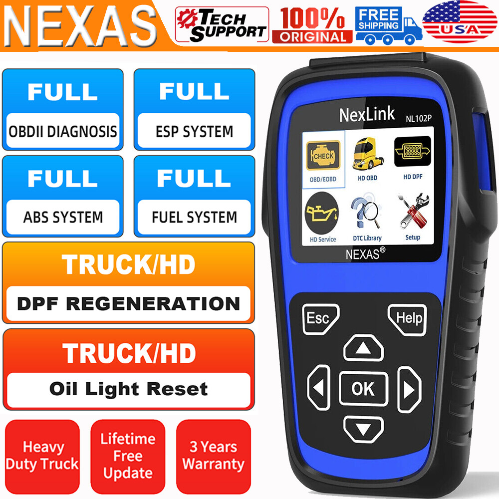 NEXAS NL102P 24V Heavy Duty Truck Scanner HD OBD Code Reader DPF Regen Oil Reset