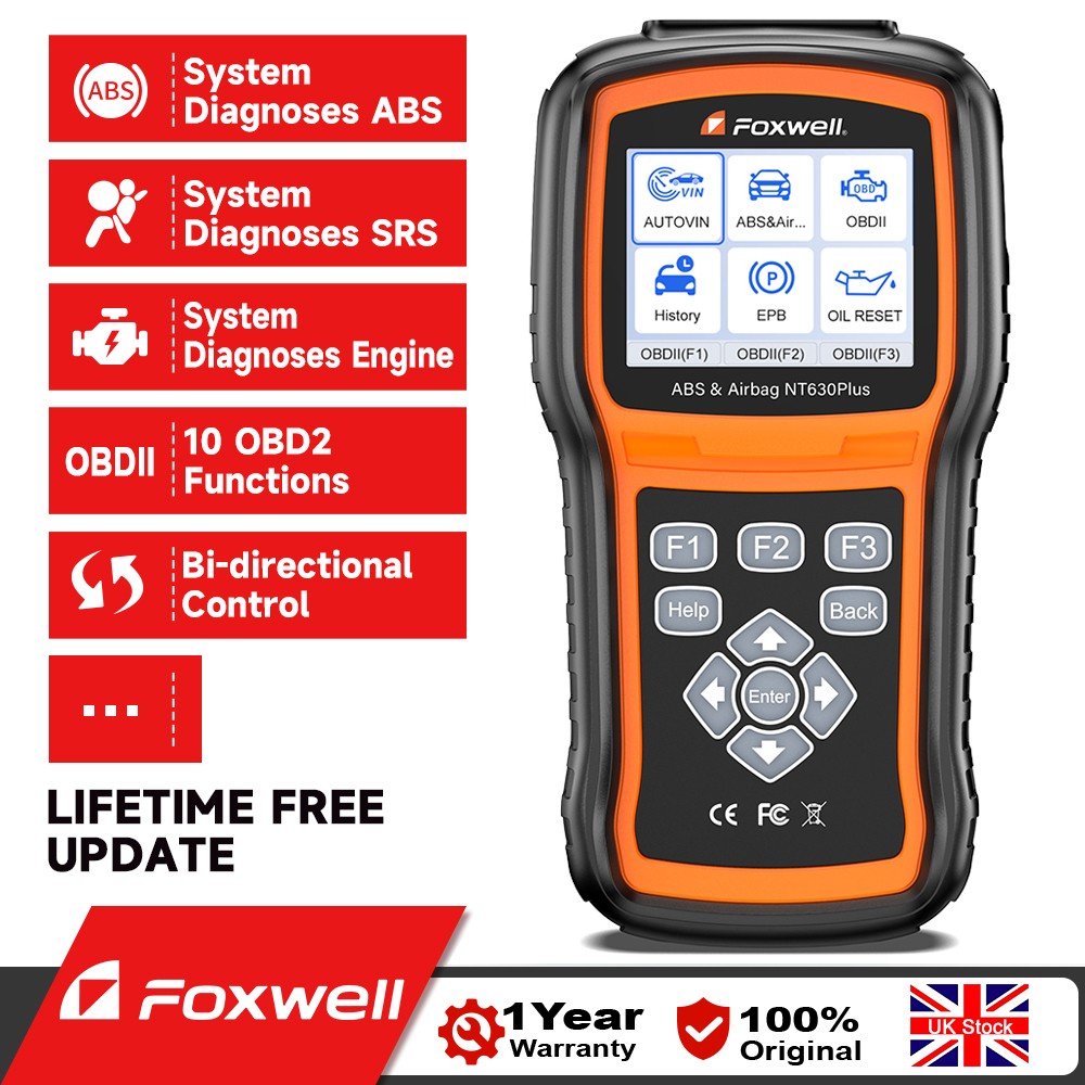 Foxwell Nt630 Plus ABS Bleeding SRS SAS Reset OBD2 Scanner Car Diagnostic Tool