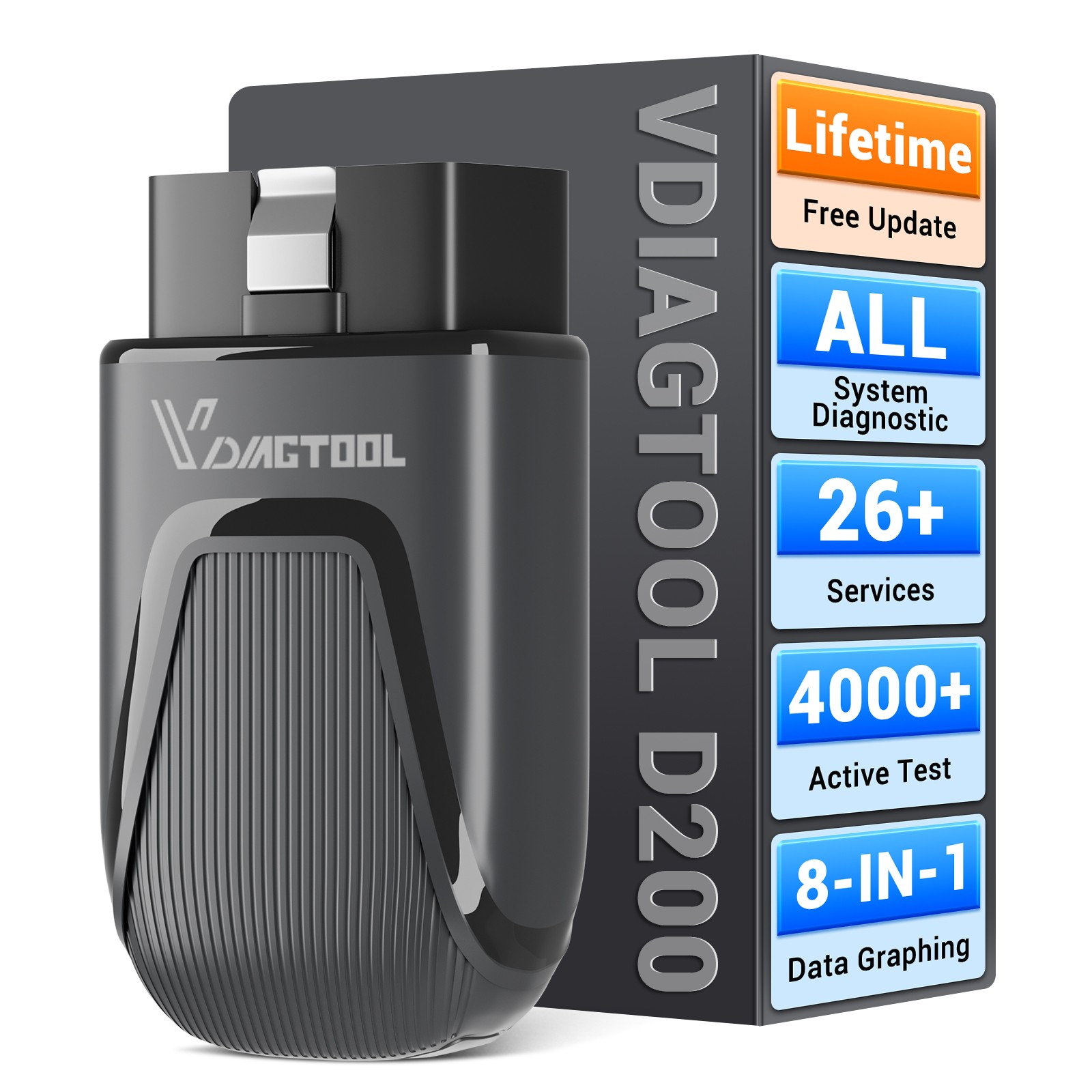 NEW VDIAGTOOL D200 BT OBD2 Scanner Bidirectional Car Diagnostic 8 in 1 Live Data