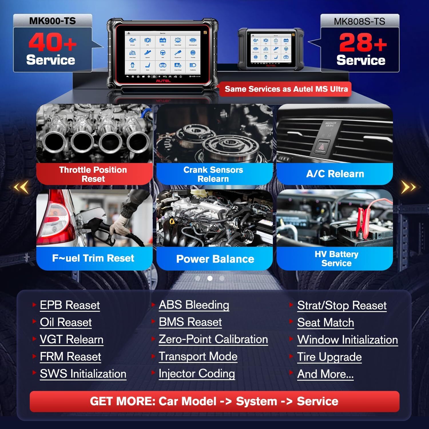 Autel MaxiCOM MK900TS TPMS Reset OBD2 Scanner Bidirectional Tool 40+ Service FCA