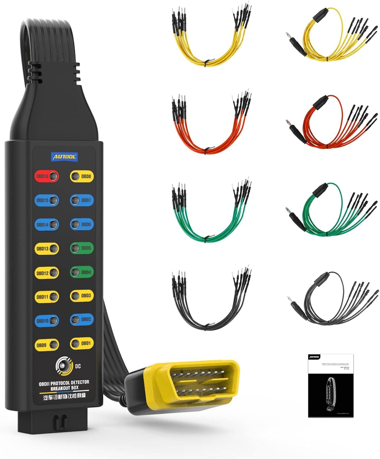OBD2 Breakout Box OBDII Protocol Detector Car 16-Pin CAN Power/Ground Detector
