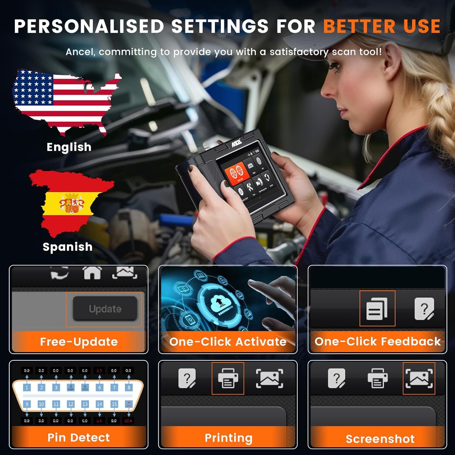 ANCEL HD3300 Pro HD Truck Scanner DPF Force Regen for Cummins Caterpillar Paccar