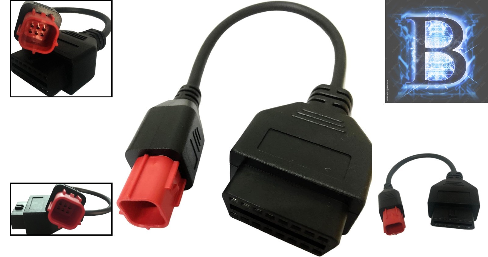 SuperOBD 6 Pin to 16 Pin Motorcycle Diagnostic Adapter for Euro5 & Euro6 Models