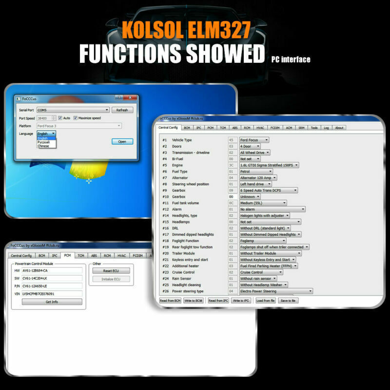 For Ford Forscan ELM327 USB Modify OBD 2 Scanner V1.5 MS-CAN HS-CAN Code Reader