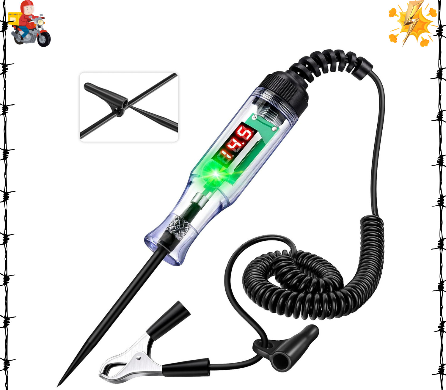 Automotive Test Light with 3-48V LED Digital Display, Automotive Circuit Tester