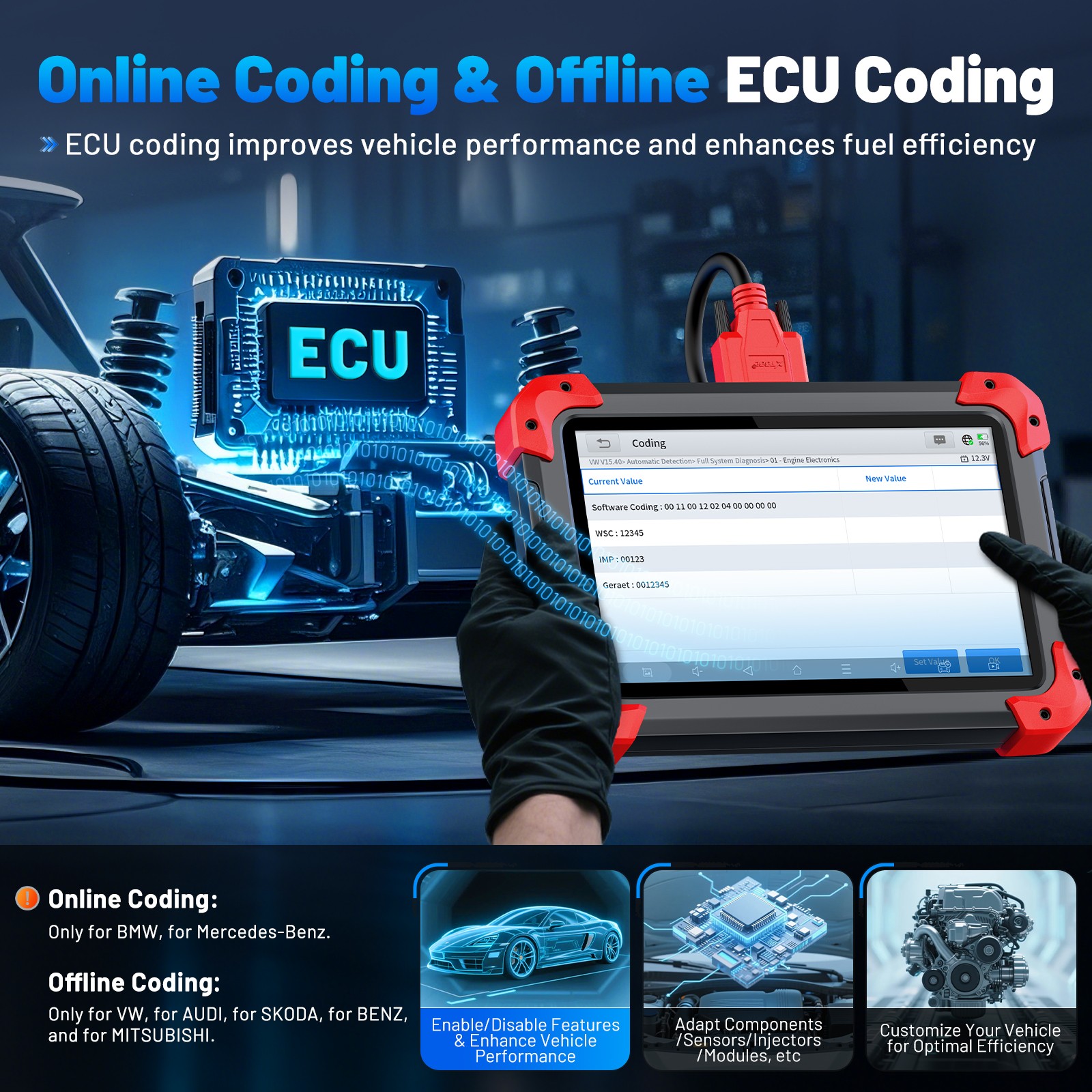 XTOOL D7 V2.0 Car OBD2 Diagnostic Tool Professional Scanner 36+ Reset All System