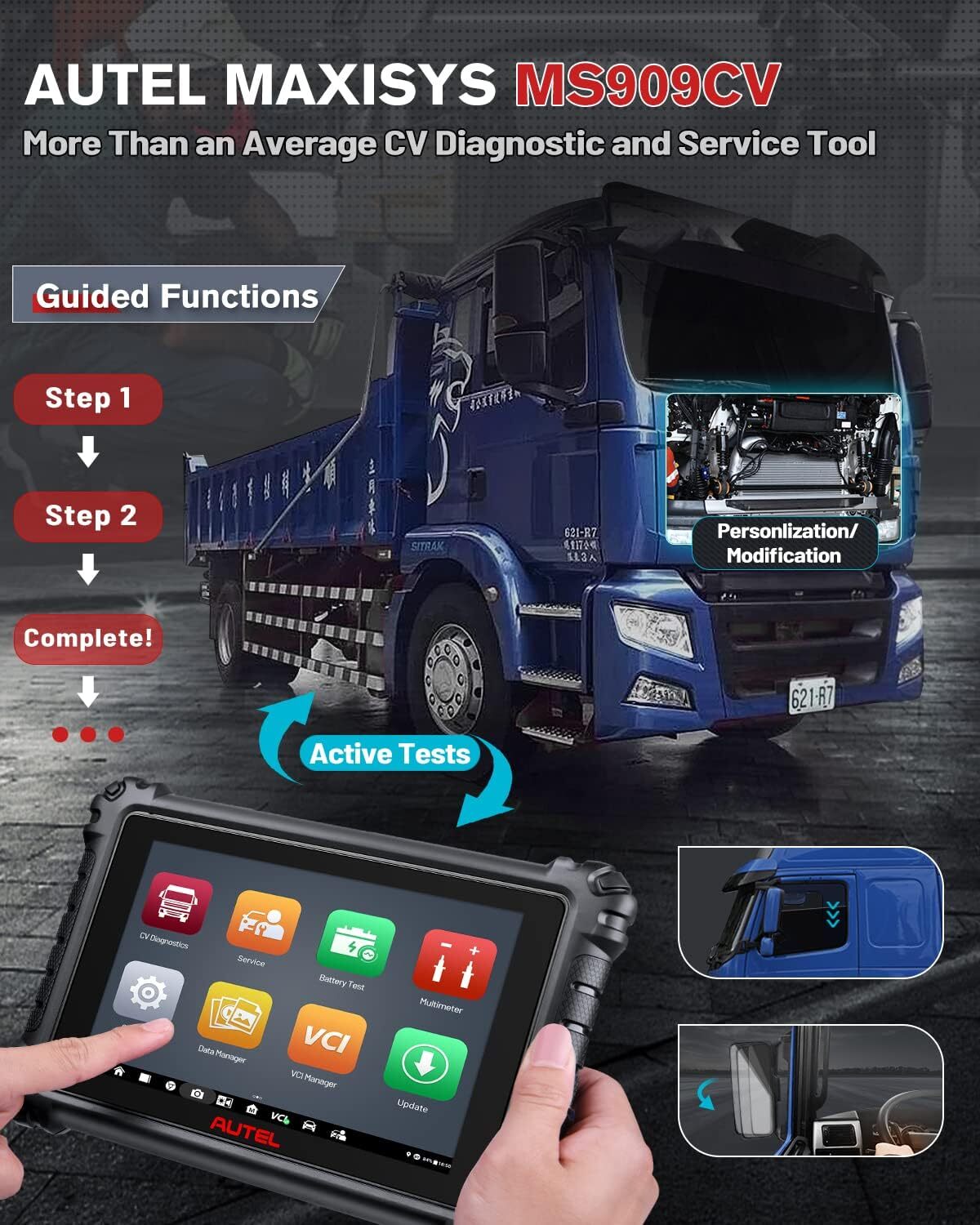 2024 Autel MaxiSYS MS909CV Upgraded MS908CV Heavy Duty Truck Diagnostic Program