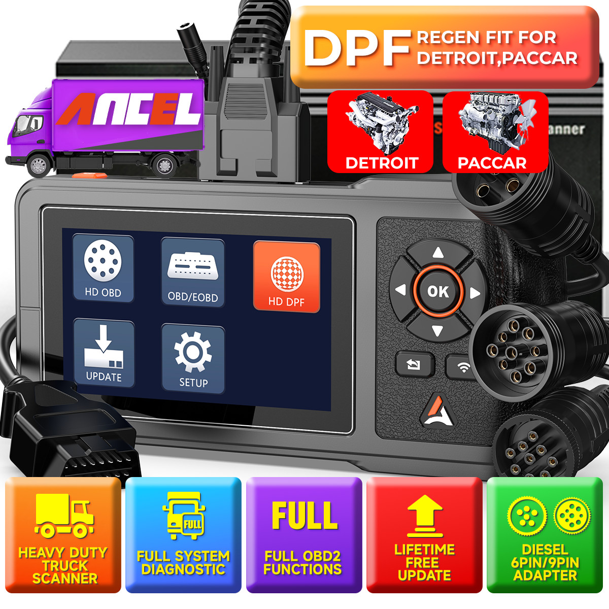 HD431 Diesel Heavy Duty Truck Scanner Diagnostic Tool DPF Regen Fit For Paccar