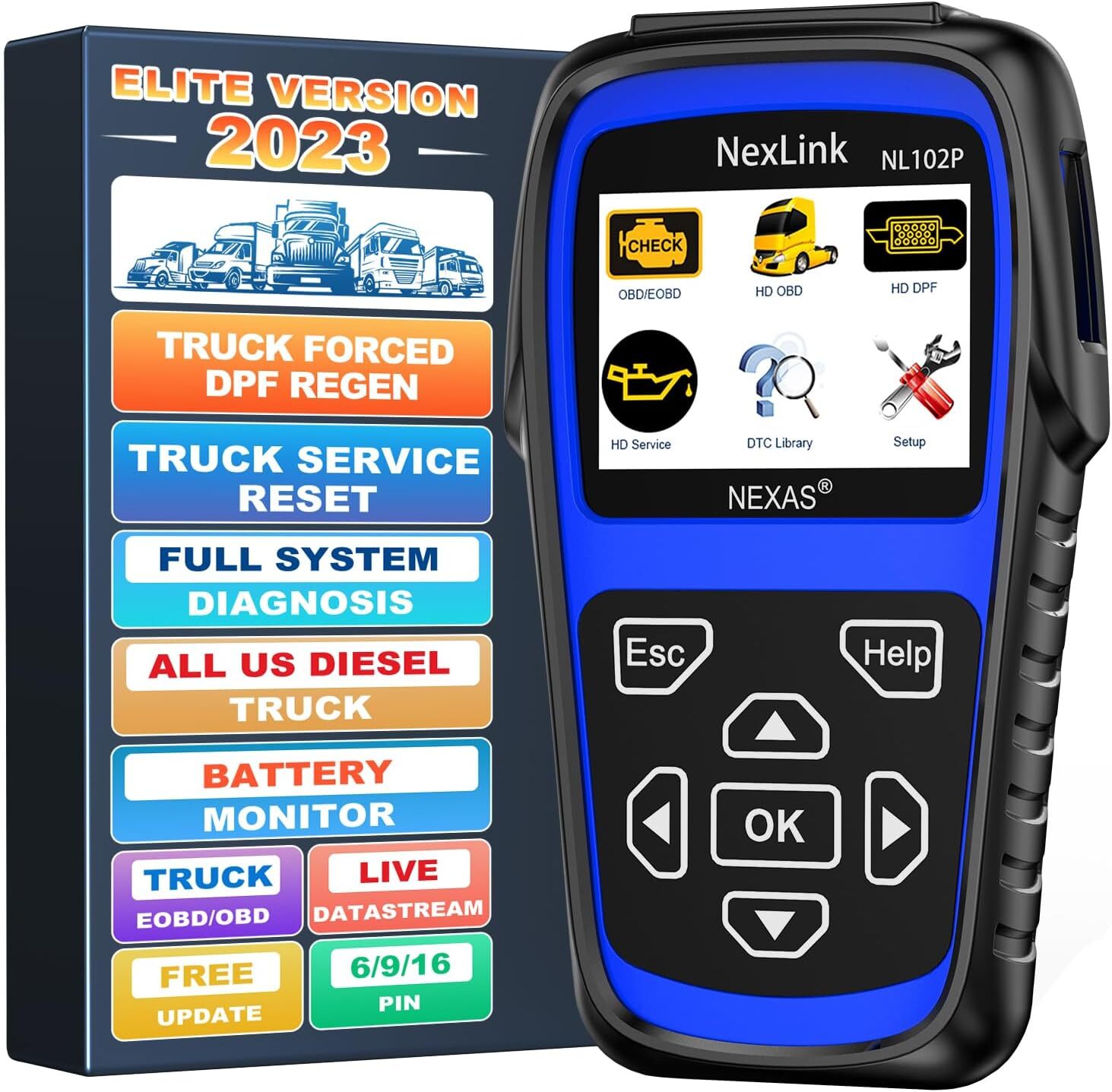 NEXAS NL102 Plus Heavy Duty Truck Scanner Diagnostic Tool DPF Regen OIL Reset