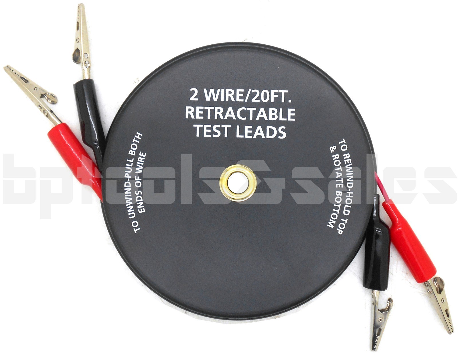 2 WIRE/20-FT. RETRACTABLE TEST LEADS 18 GAUGE ALLIGATOR CLIPS IN REEL
