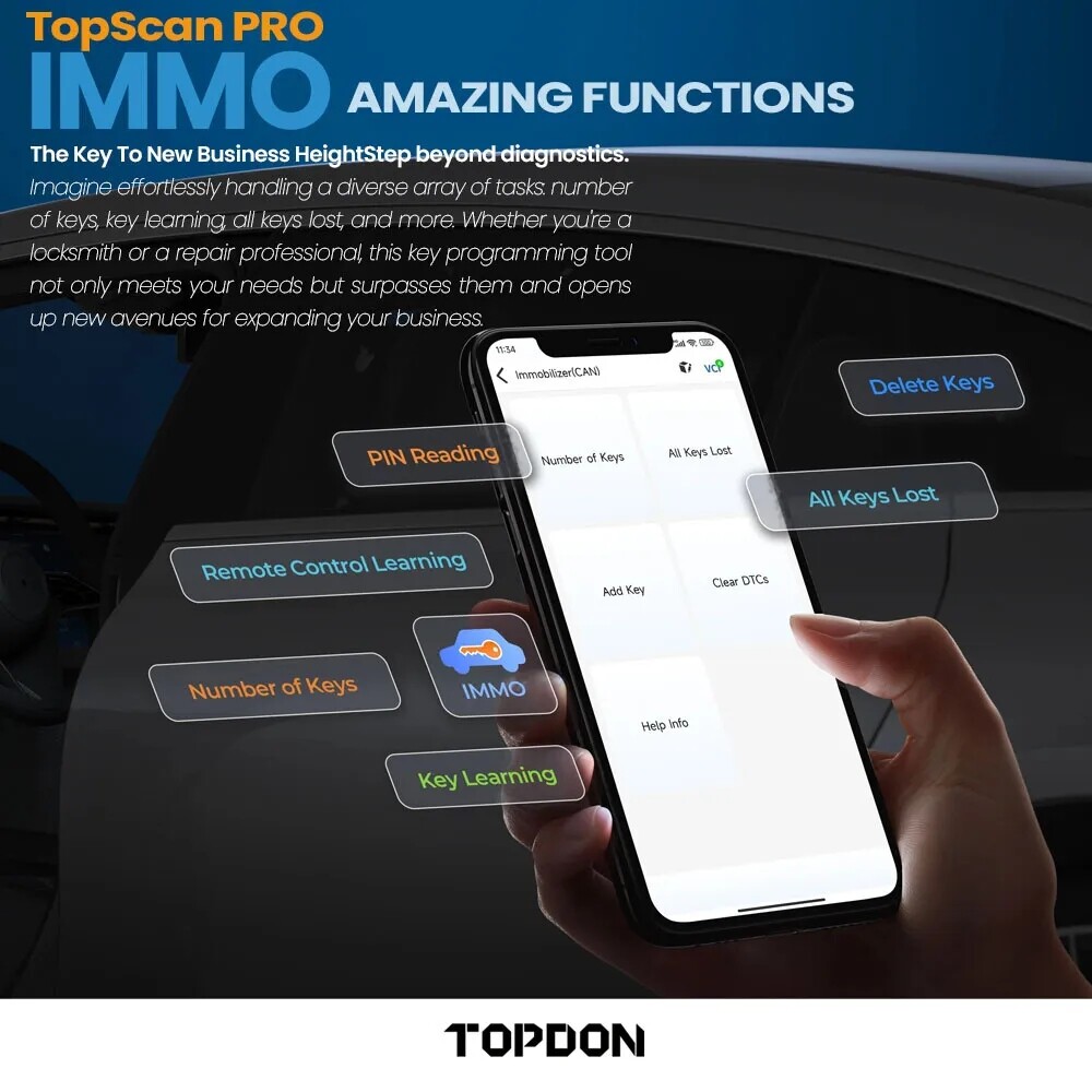 2025 TOPDON TopScan PRO Bluetooth Key Fob Programmer All System Diagnostic Tool
