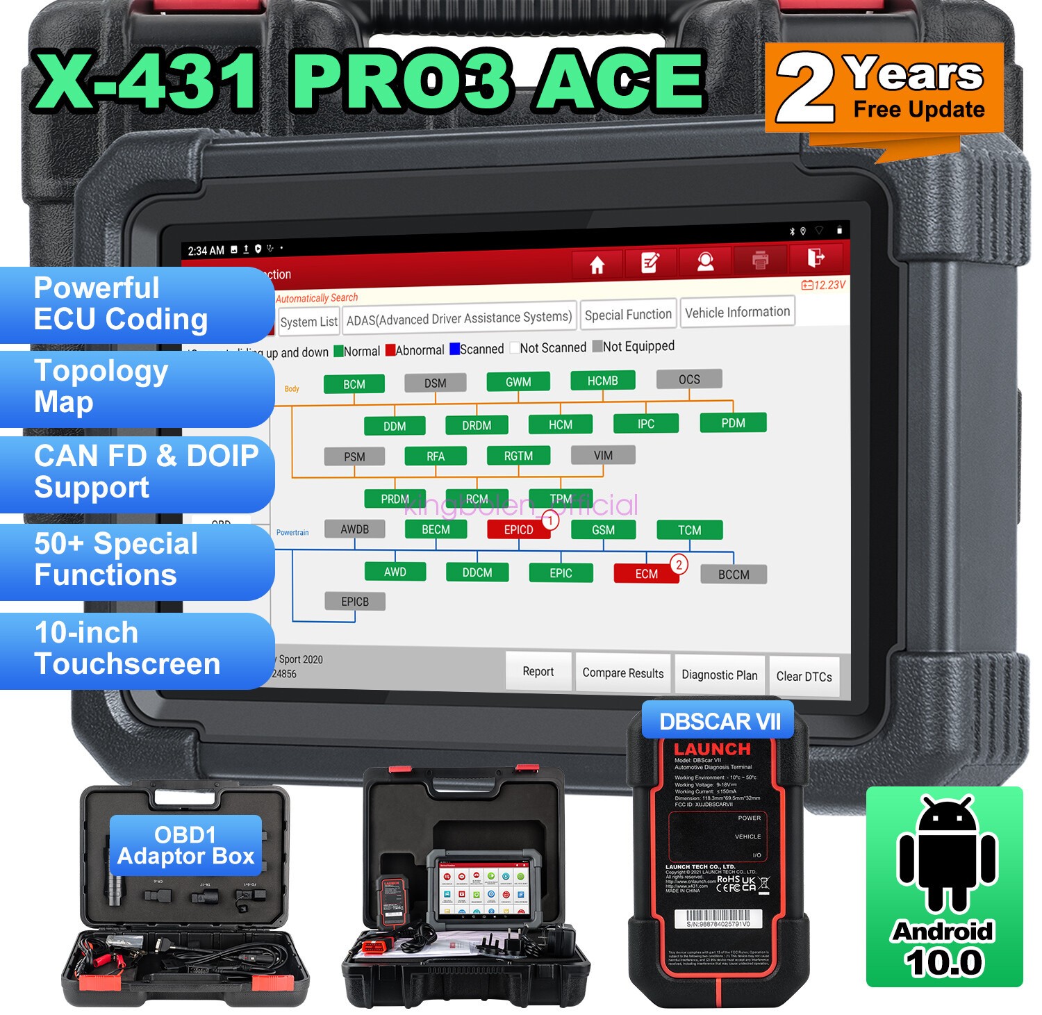 LAUNCH X431 PRO3 ACE PRO 5 Car Diagnostic Scanner Bidirectional ECU Coding USA