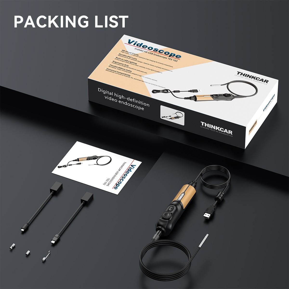 6LED USB Snake Endoscope Borescope HD Inspection Camera Scope For Android Type C