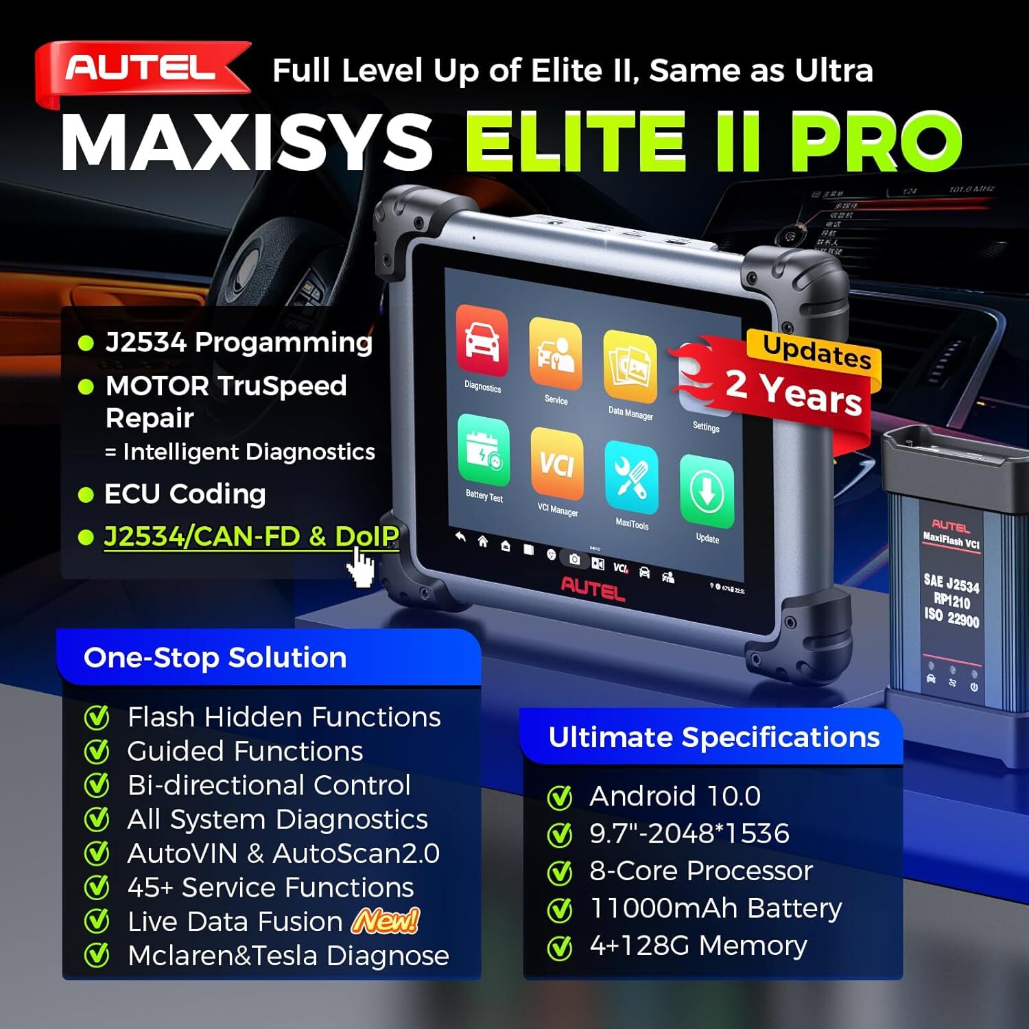 Autel MaxiSys Elite II PRO Scanner: 2025 Version 2 YEAR update No IP Limited