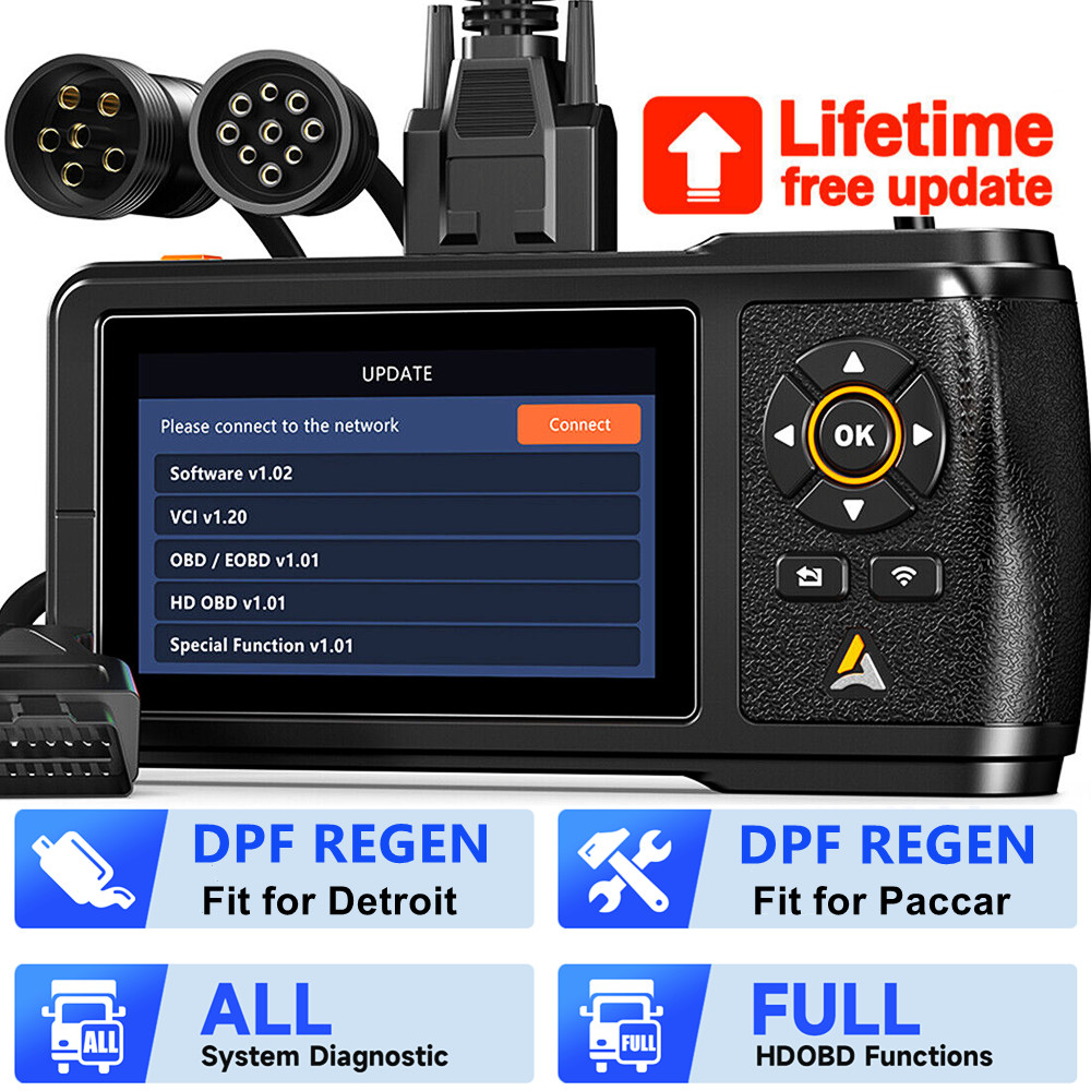 OBD Green 9pin Heavy Duty Truck Tool OBD2 Scanner Regen DPF for Detroit Paccar 
