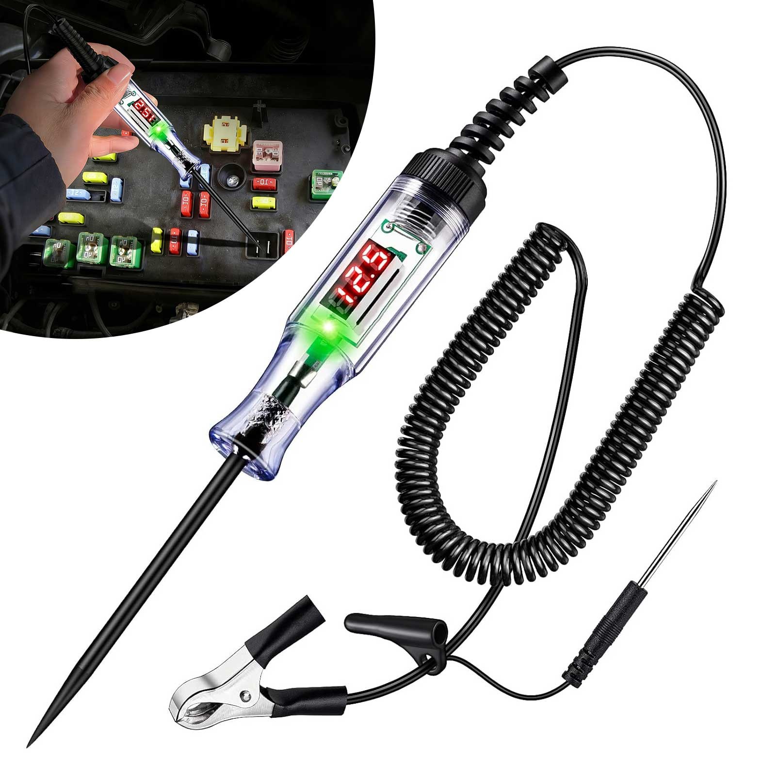 Automotive Circuit Tester 3V-120V LED Digital Voltage Test Light for Truck Boat