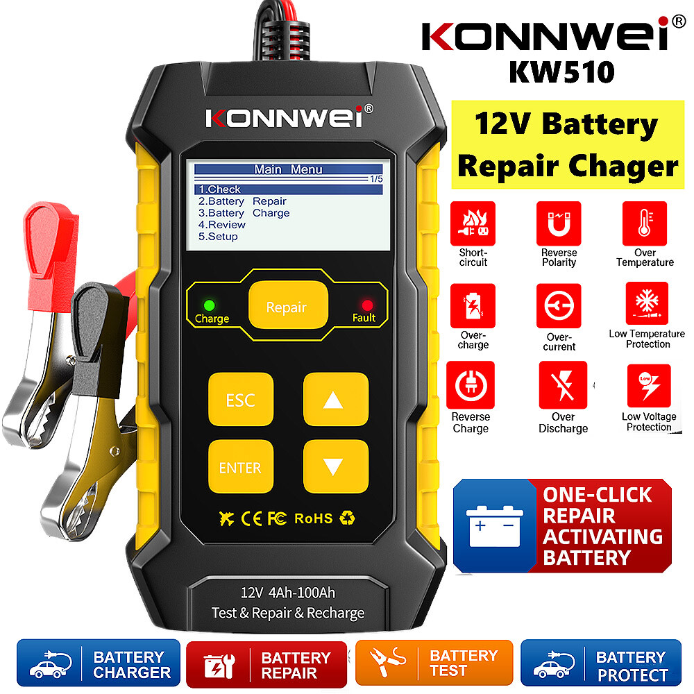 12V Battery Repair Tool Charger Car Battery Load Tester Charging Cranking Test
