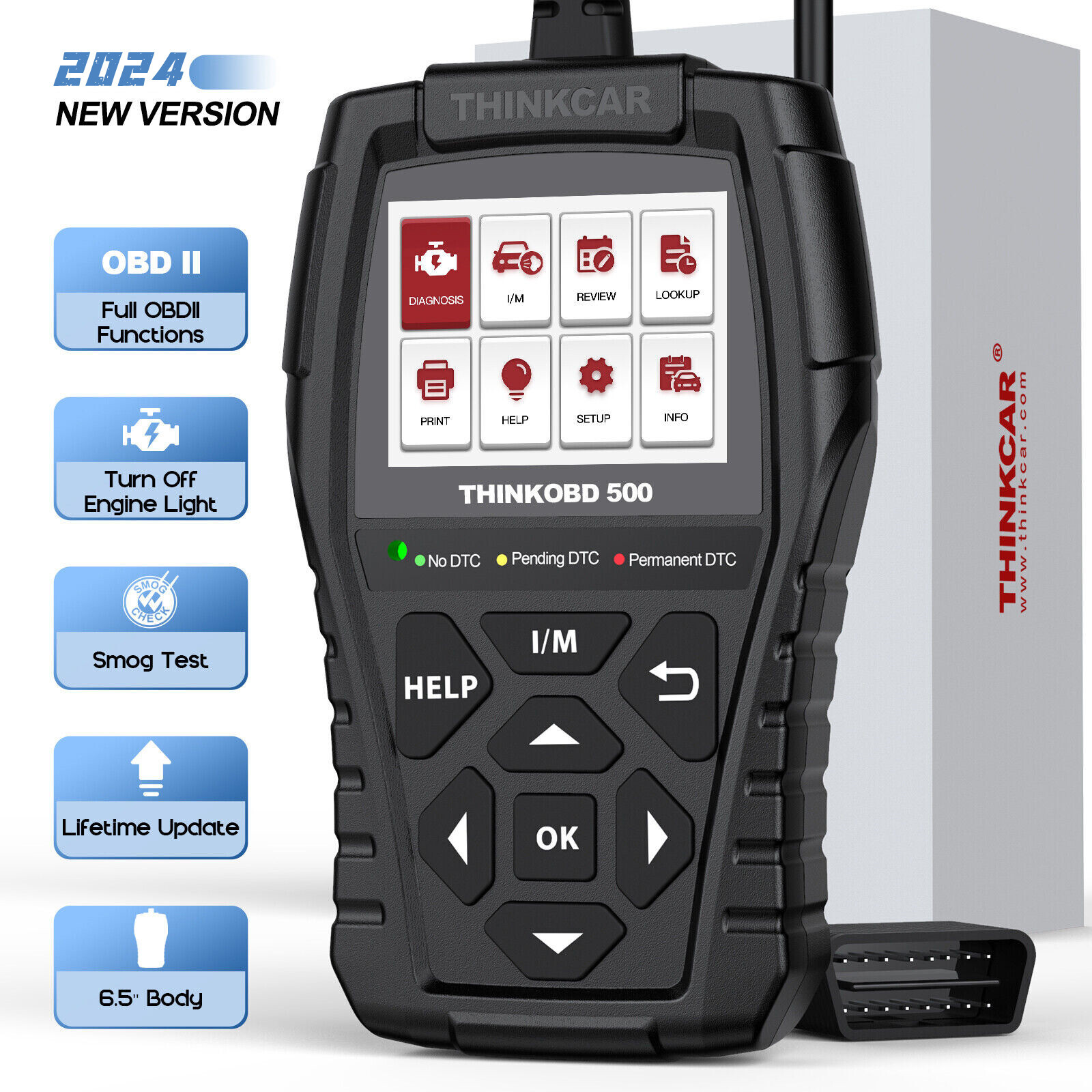 2024 THINKOBD 500 OBDII Code Reader EOBD Car Check Engine Fault Diagnostic Tool