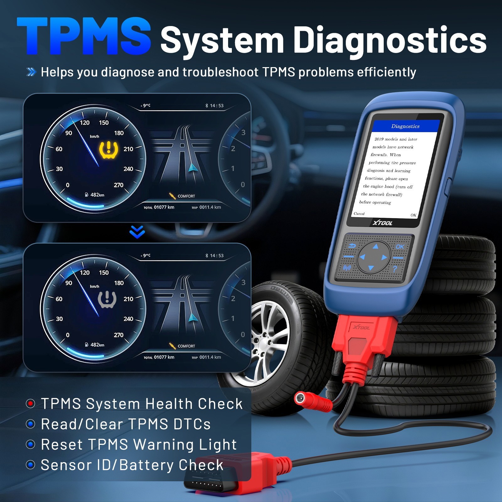 XTOOL TP150 WIFI TPMS Relearn Tool TS100 Tire Pressure Sensors Programming Reset