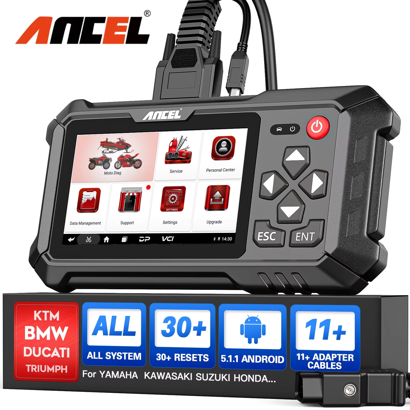 2025 Ancel MT500 Motorcycle Scanner Full System Diagnosis ECU Coding for BWM/KTM