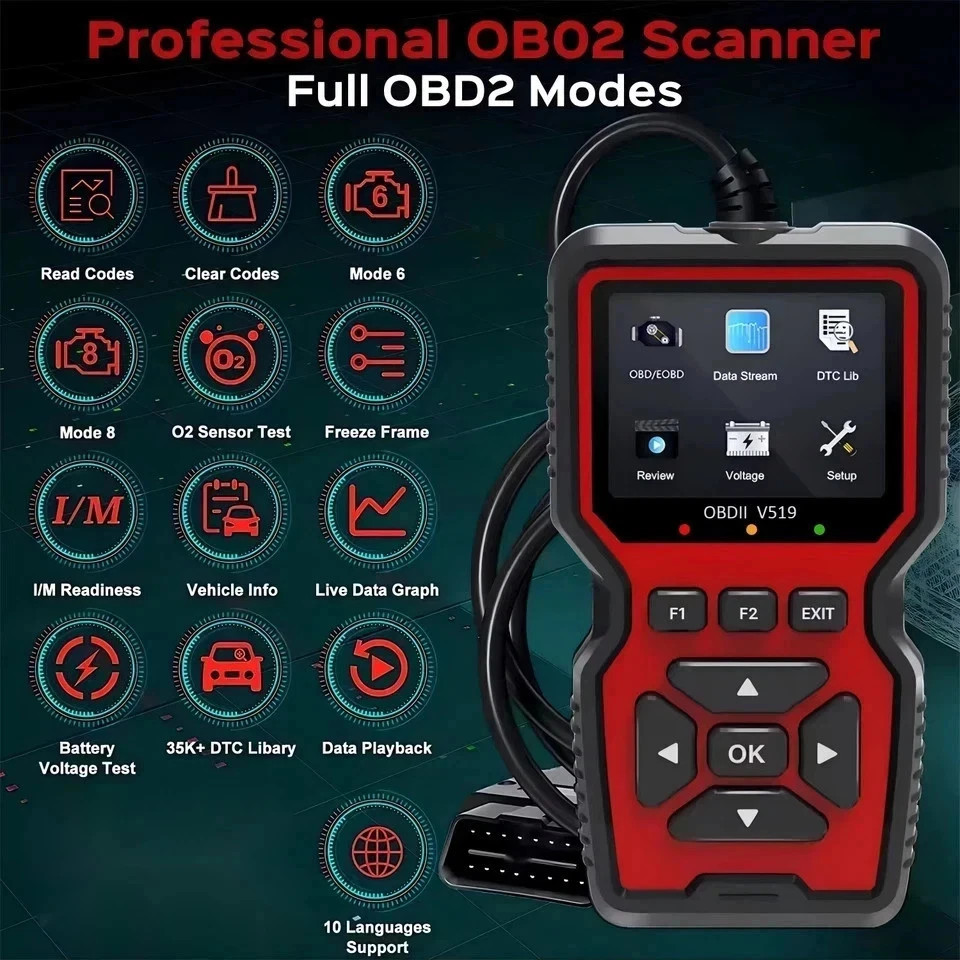 V519 OBD2 Scanner OBDII CAN Code Reader Check Engine Diagnostic Tool for Cars