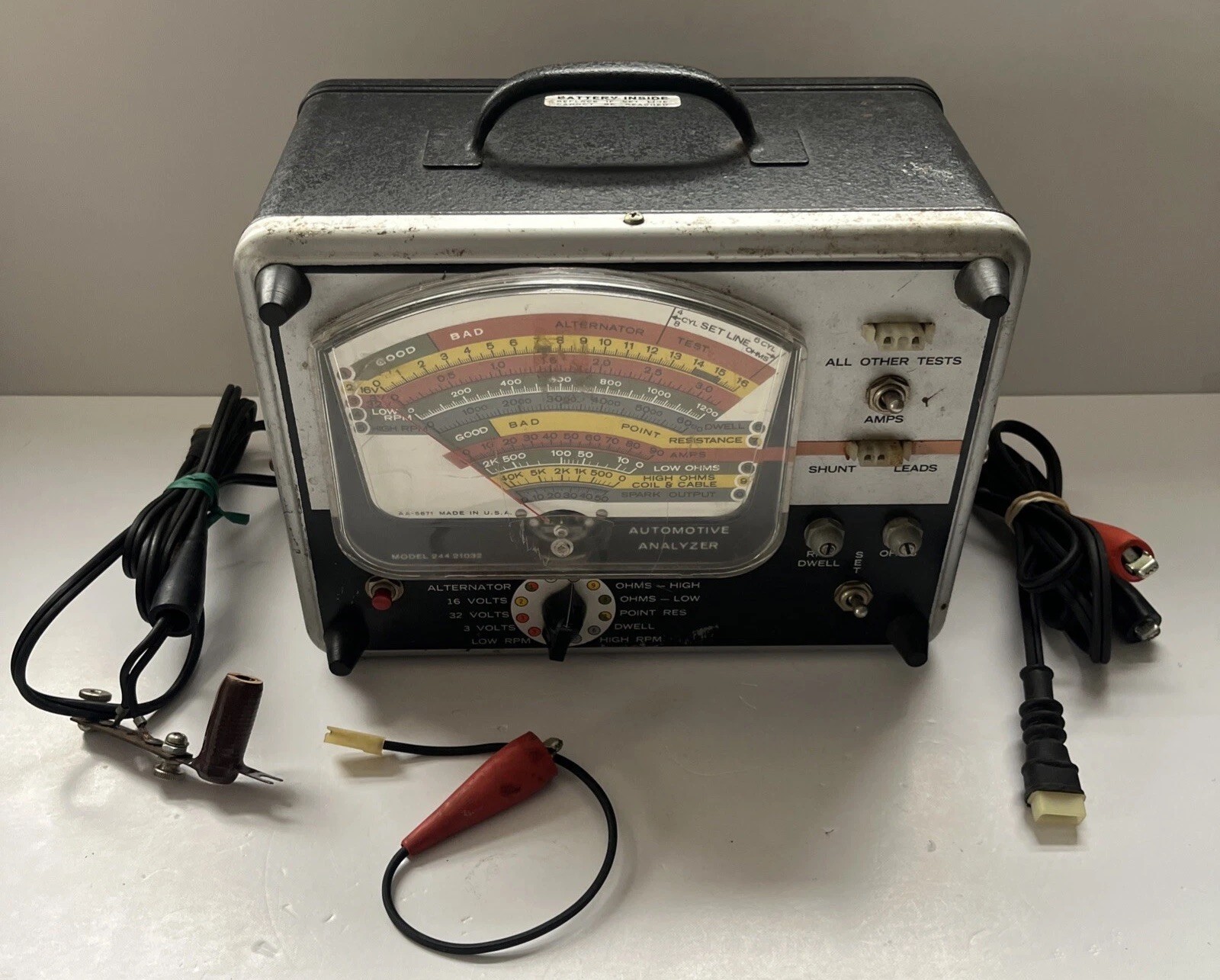 Vtg Sears Automotive Analyzer Model 244-21032 W/ Cables Multimeter Car Untested