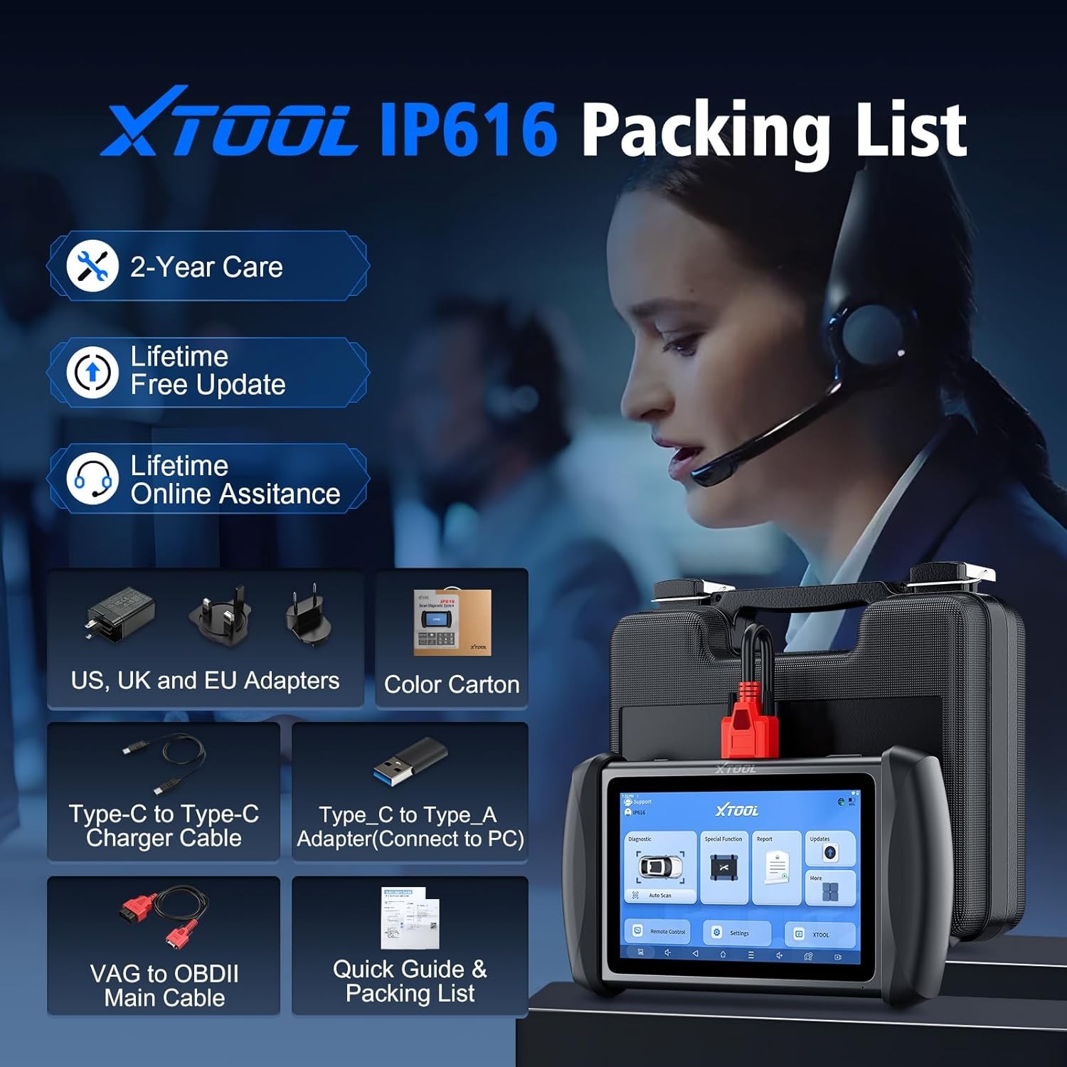 2025 XTOOL IP616 V2.0 OBD2 All System Scanner Diagnostic Tool Key Programmer