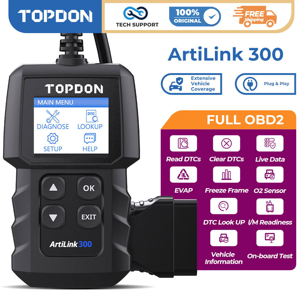 🔥2024 TOPDON AL300 Car OBD2 Fault Code Reader Engine Diagnostic Scanner Tool