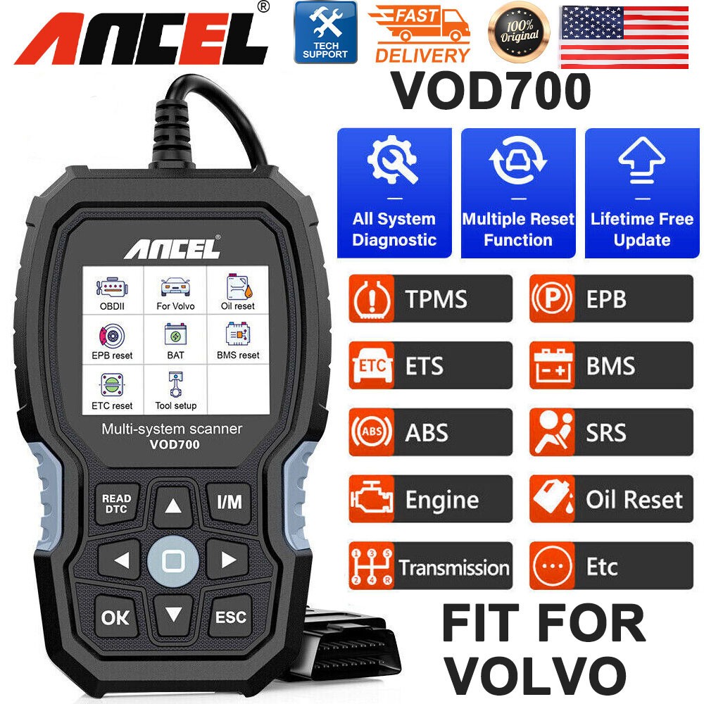 ANCEL VOD700 Diagnostic Device OBD2 All System Car Scanner EPB Fit for Volvo