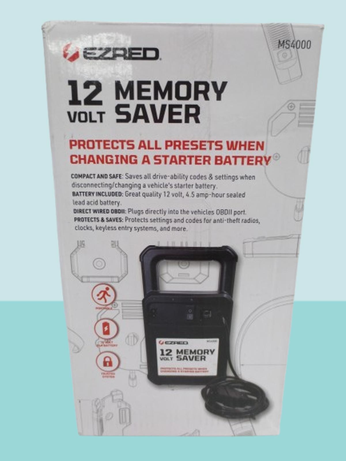 EZRED MS4000 OBDII AUTOMOTIVE PRESETS COMPUTER MEMORY SAVER E-Z BLACK PORTABLE