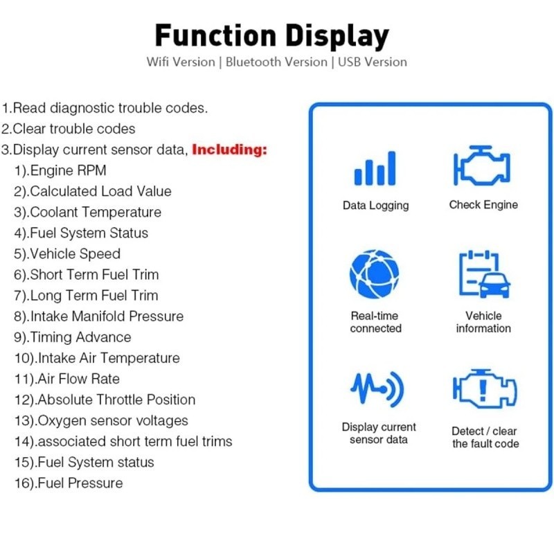Universal ELM327 OBD2 Code Reader Car Diagnostic Scanner Android iOS 2026 V1.5
