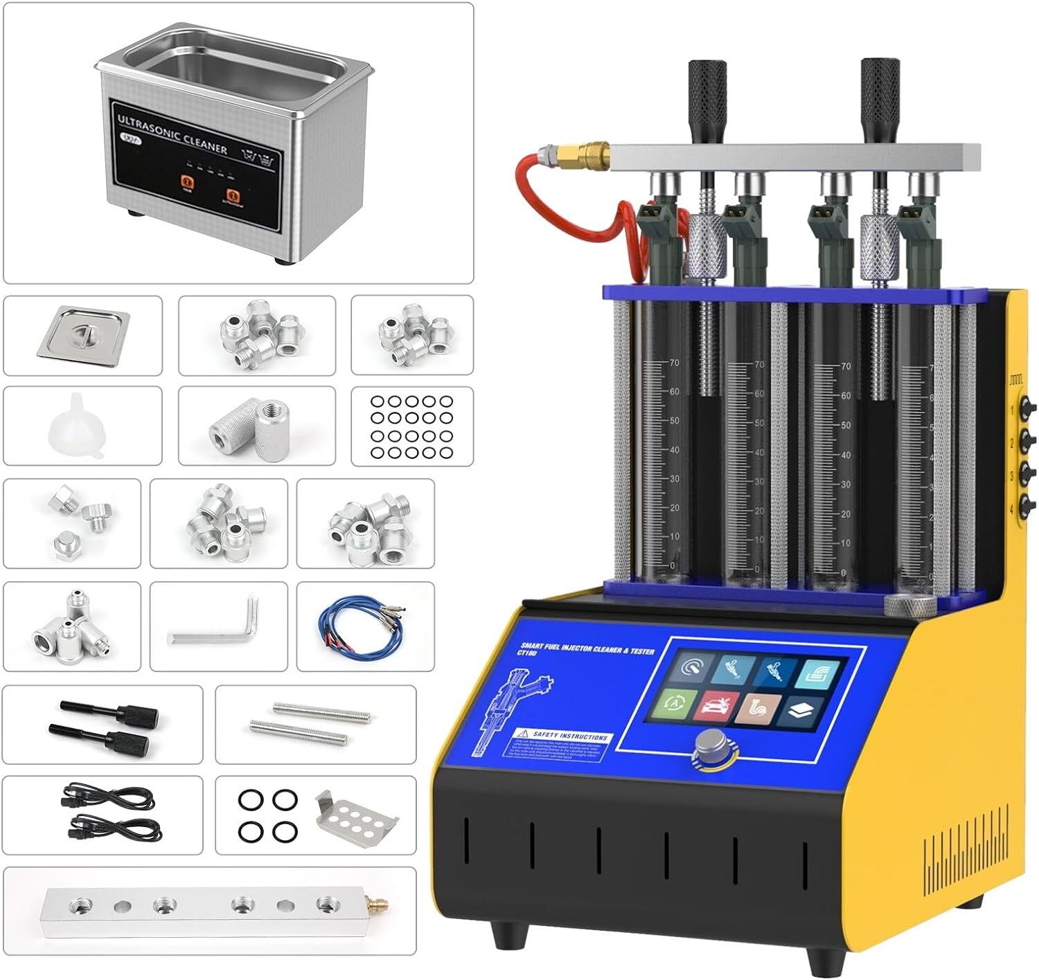 AUTOOL CT180 Ultrasonic Fuel Injector Cleaner Tester Cleaning Machine 4-Cylinder