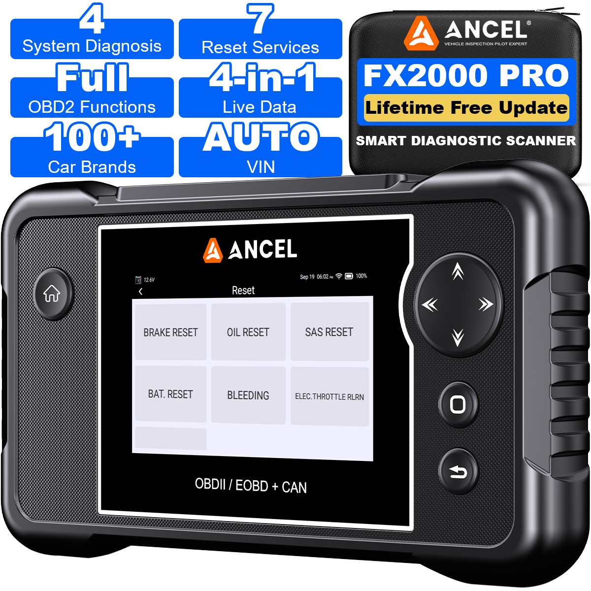 FX2000 PRO Automotive OBD2 Scanner Engine ABS SRS EBP SAS AT Car Diagnostic Tool