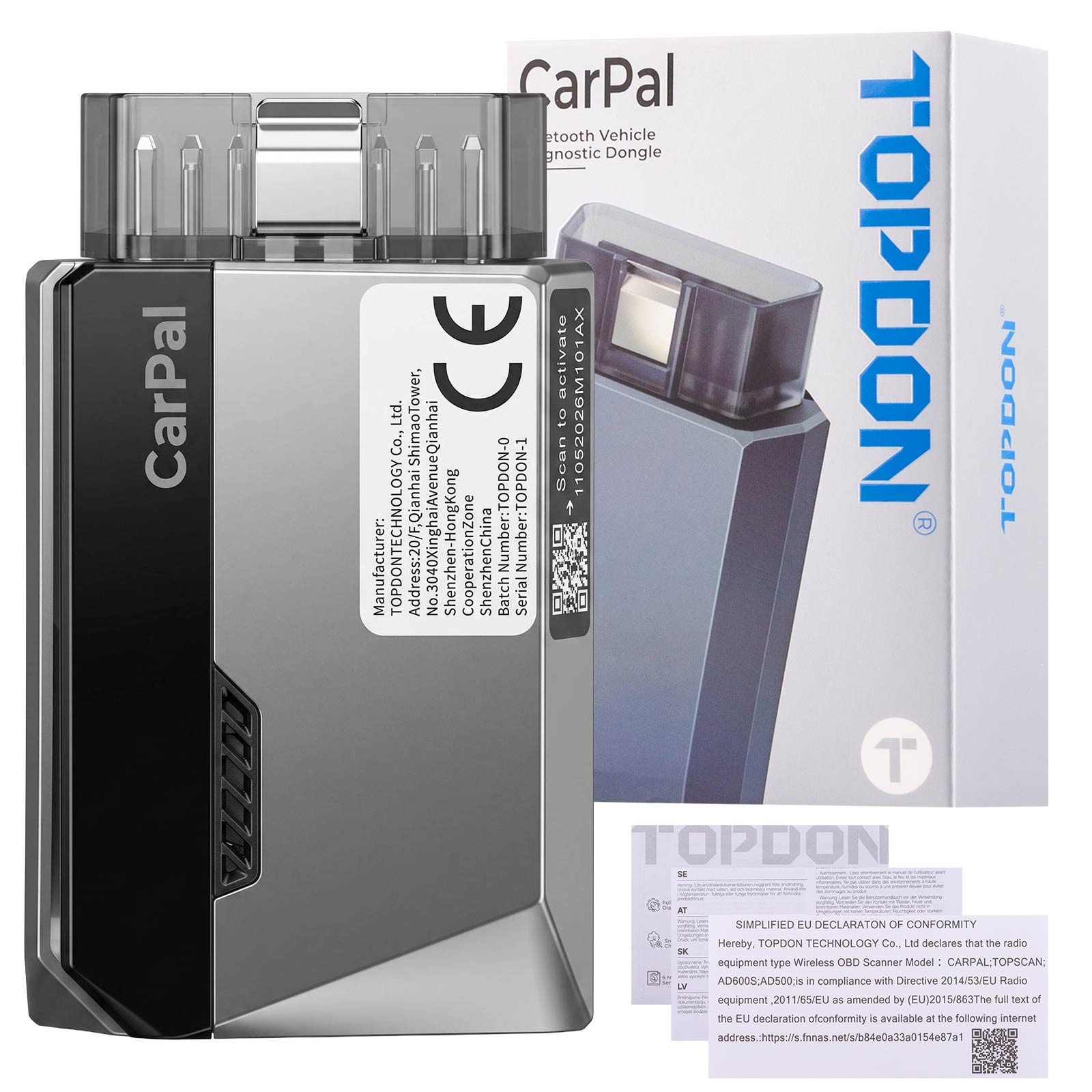TOPDON Carpal Pocket-Size Bluetooth Scan Tool Engine Check AutoVIN Scanner