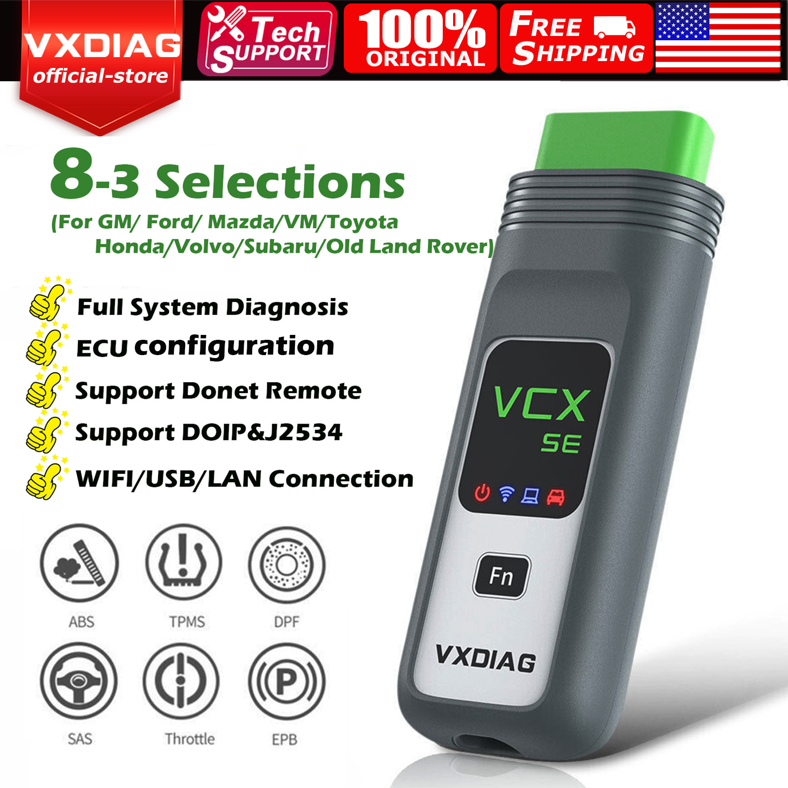 VXDIAG VCX SE Pro Diagnostic Tool J2534 Coding Scanner For GM/ Ford/ Mazda/VW