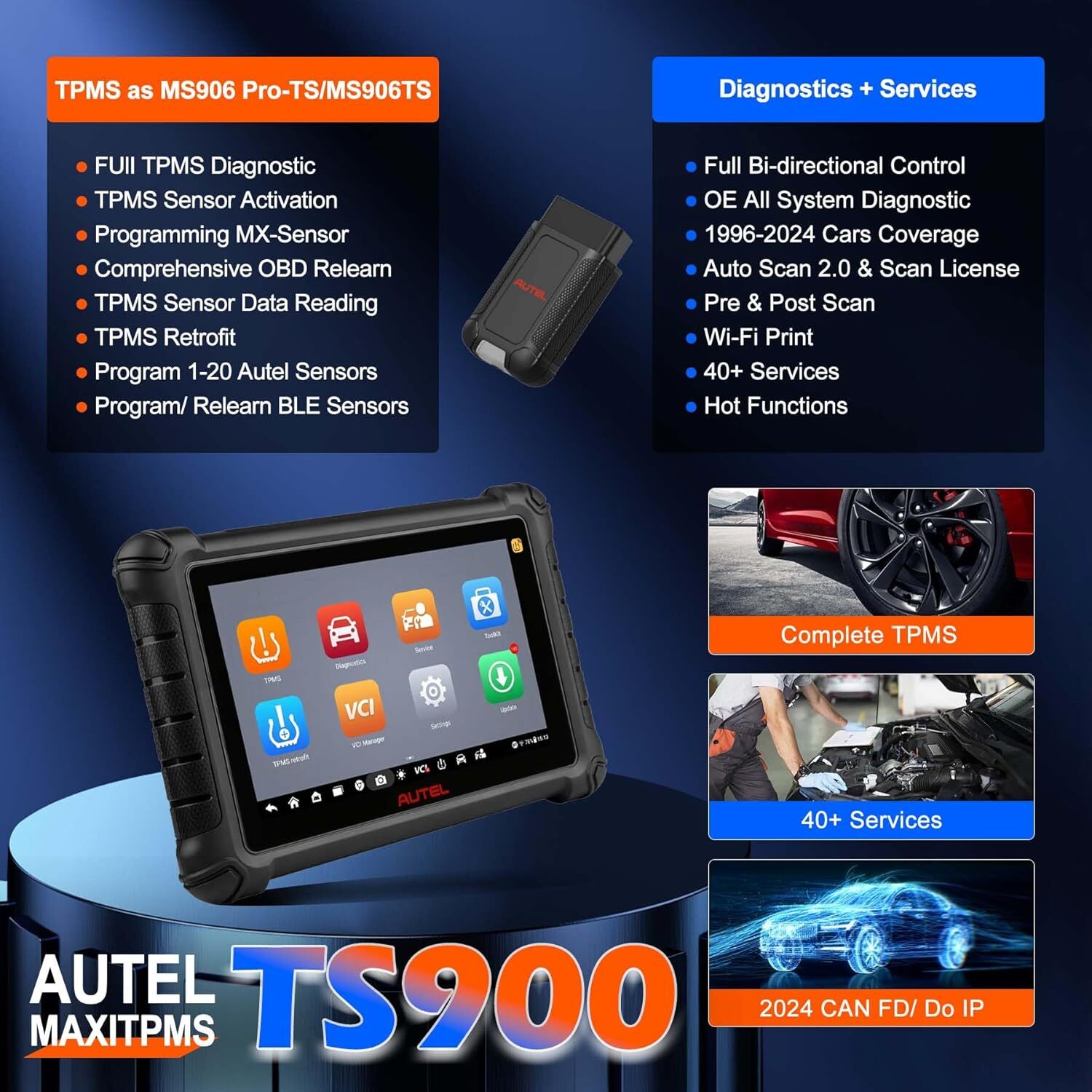 Autel Scanner MaxiTPMS TS900 All System Diagnostic Service Tool Upgrade of TS608