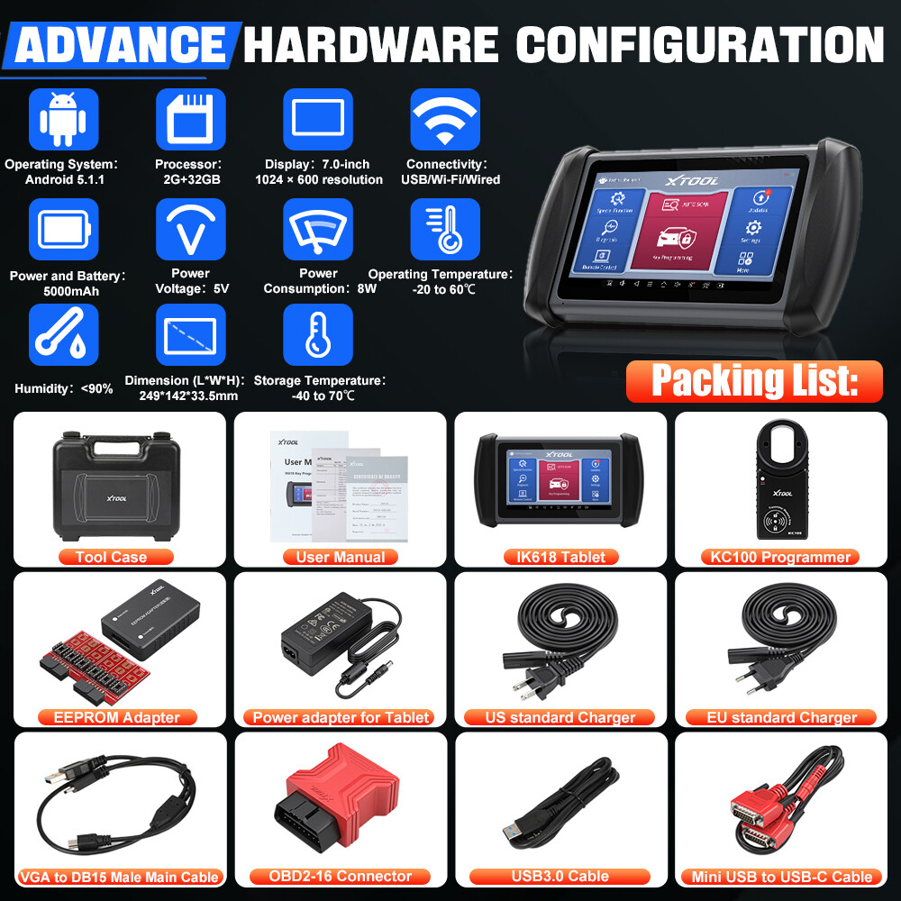 2025 XTOOL IK618 KC100 KC501 EEPROM Adapter Key Programmer All System Scanner