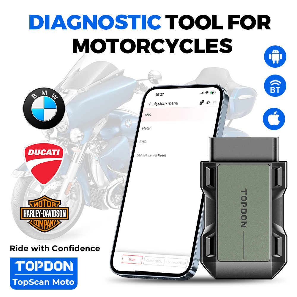 2024 TOPDON OBD2 Motorcycle Diagnostic Scanner Code Reader for BMW DUCATI HARLEY